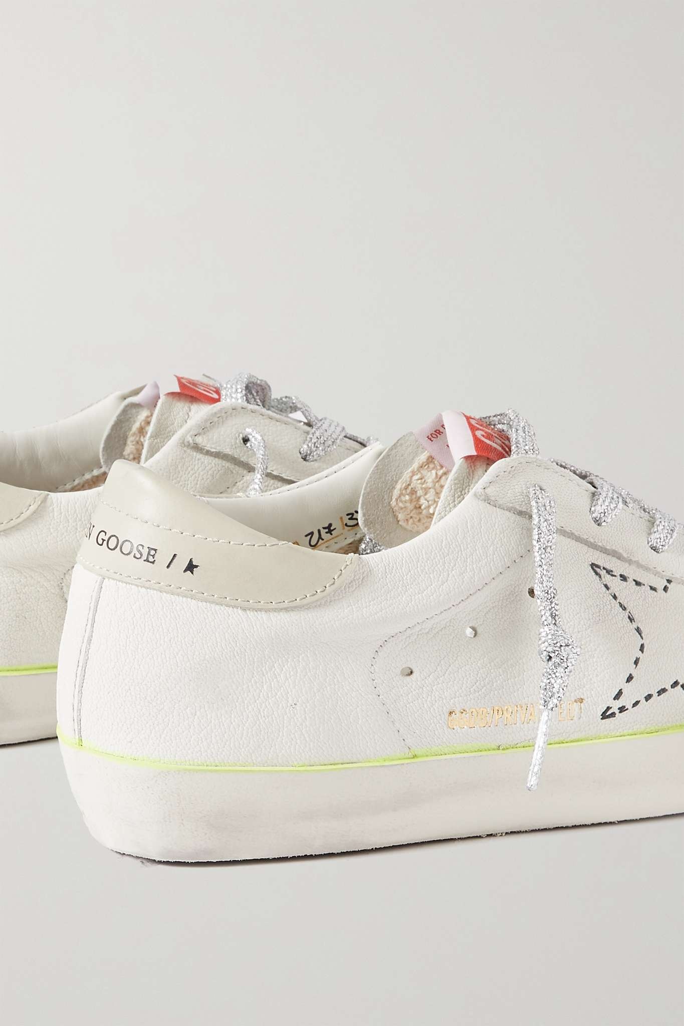 Superstar distressed embroidered textured-leather sneakers - 4