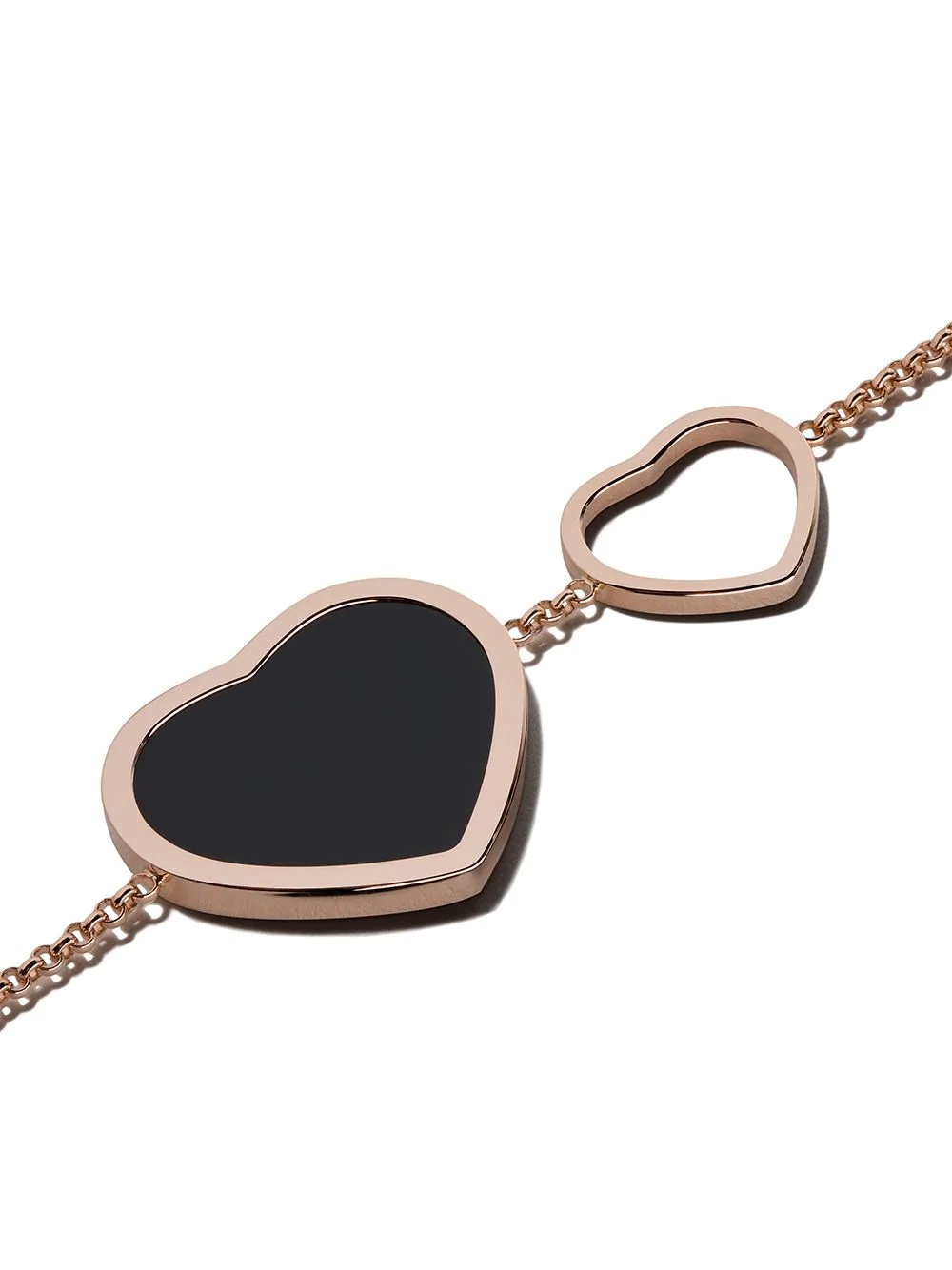 18kt rose gold Happy Hearts onyx and diamond sautoir necklace - 3