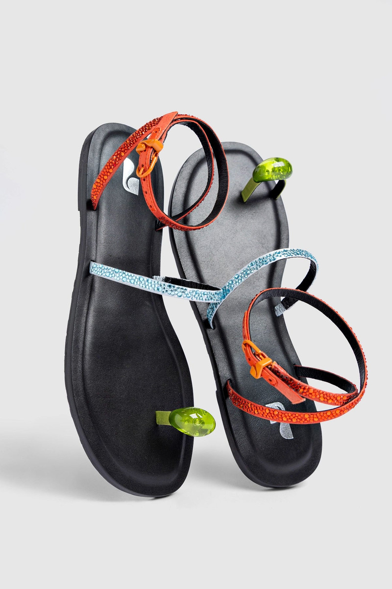 Biarritz Crystal Flat Sandal Multicolor Satin 5