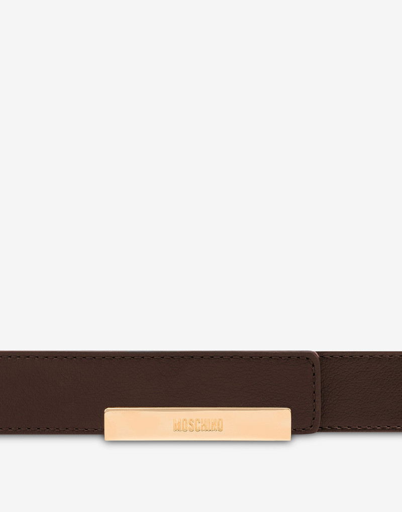 METAL PLAQUE CALFSKIN BELT 1