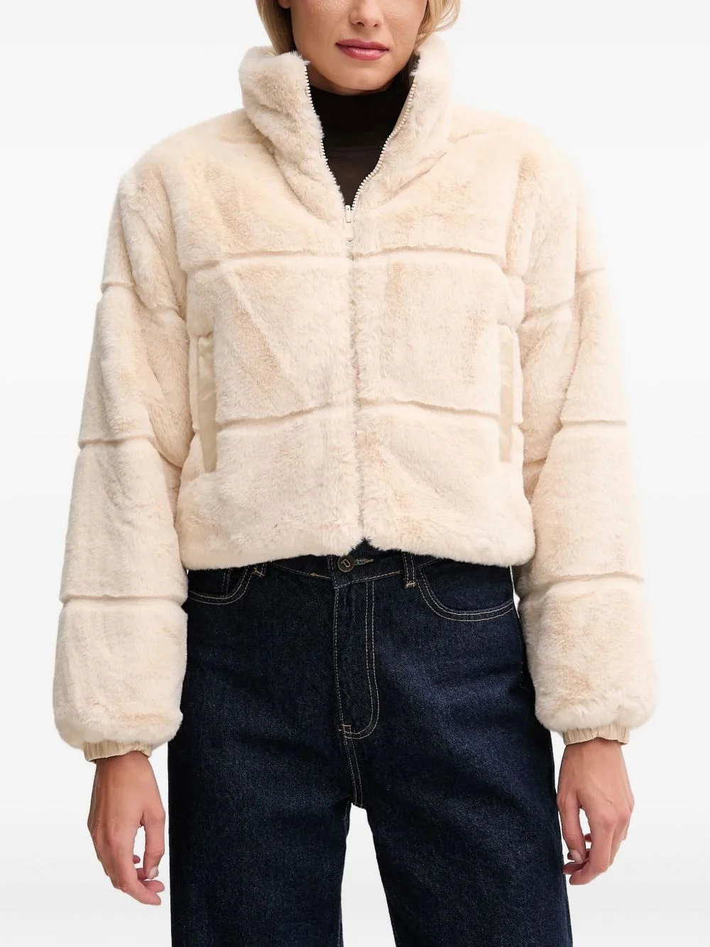 zip faux-fur jacket - 1