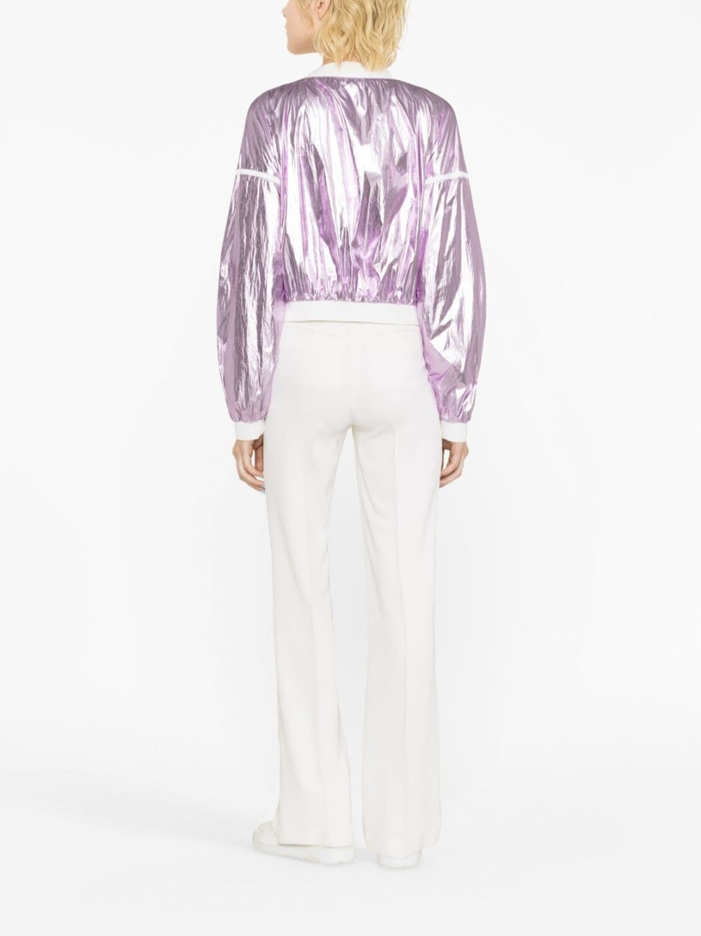metallic cropped bomber jacket - 3