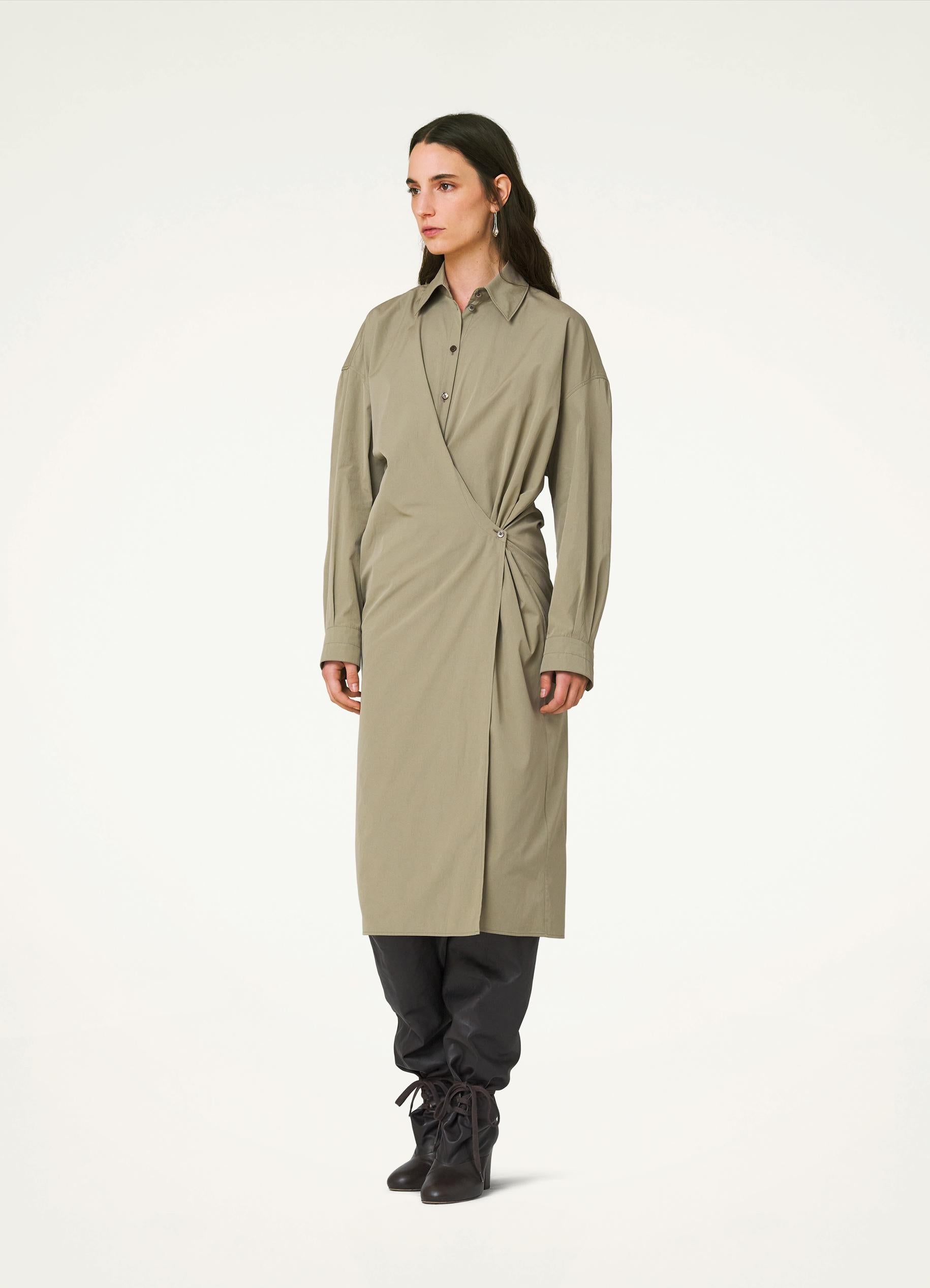 STRAIGHT COLLAR TWISTED DRESS - 4