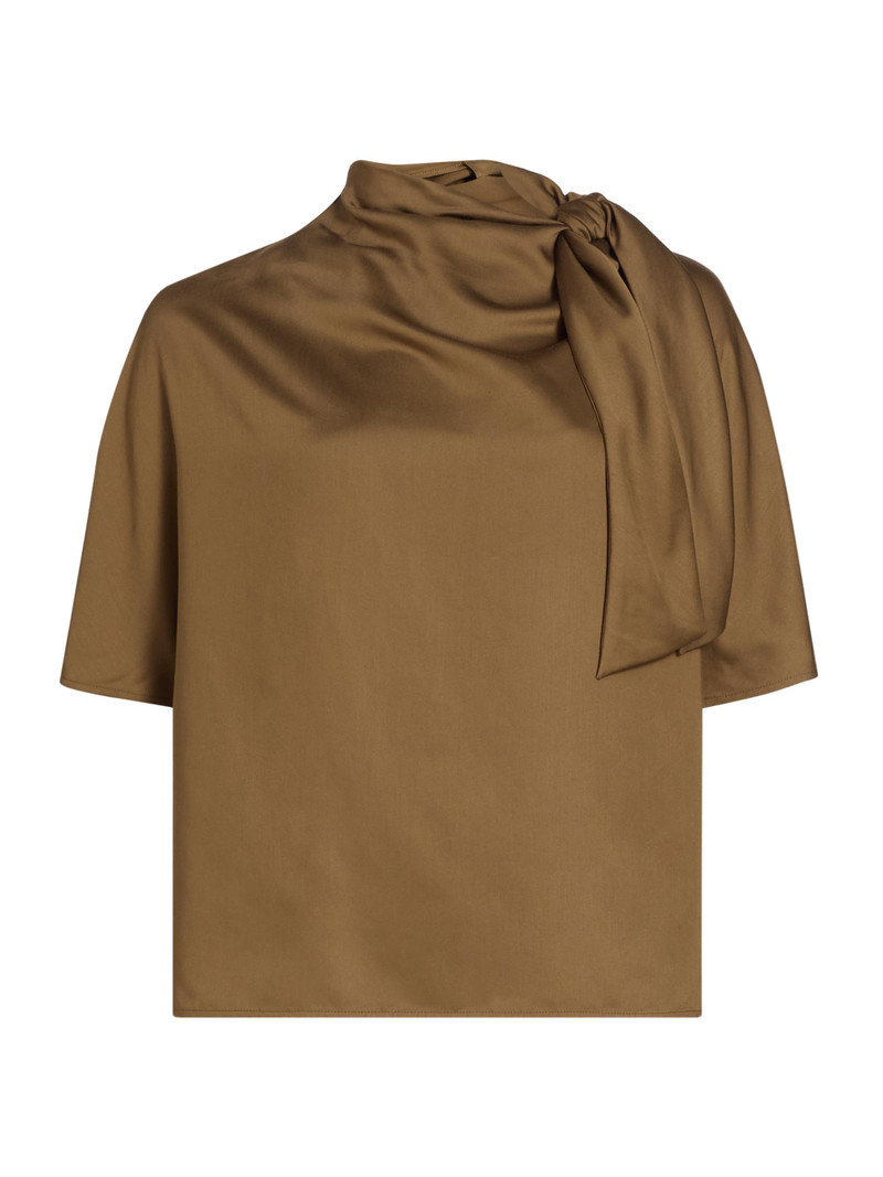 Women's Satin Scarf Top - Cocoa 1