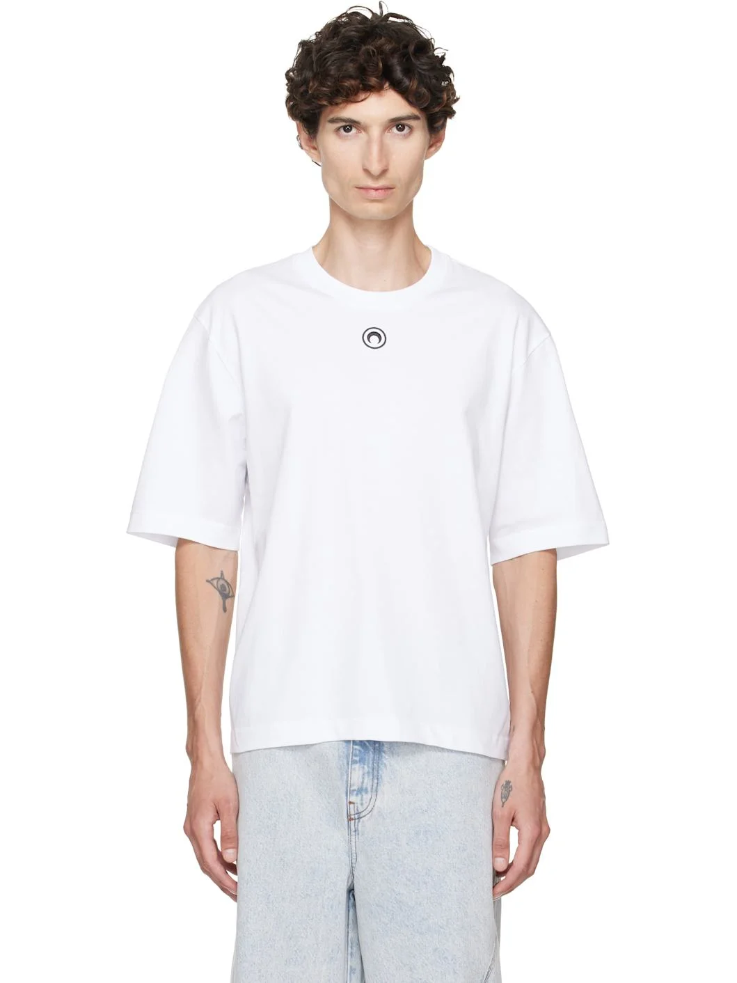 White Moon Logo Jersey Loose Fit T-shirt - 1