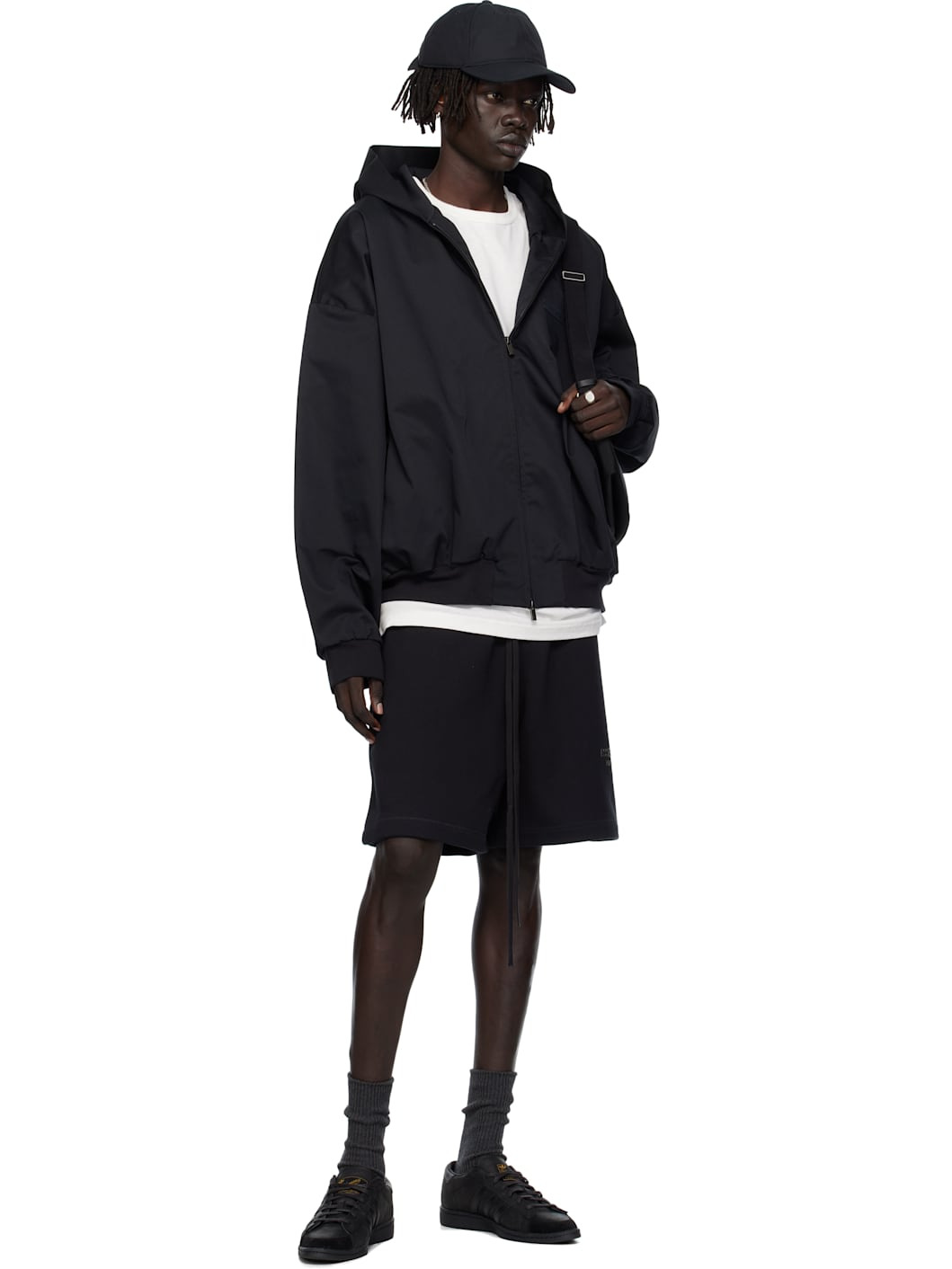 Black Twill Hooded Bomber Jacket - 4