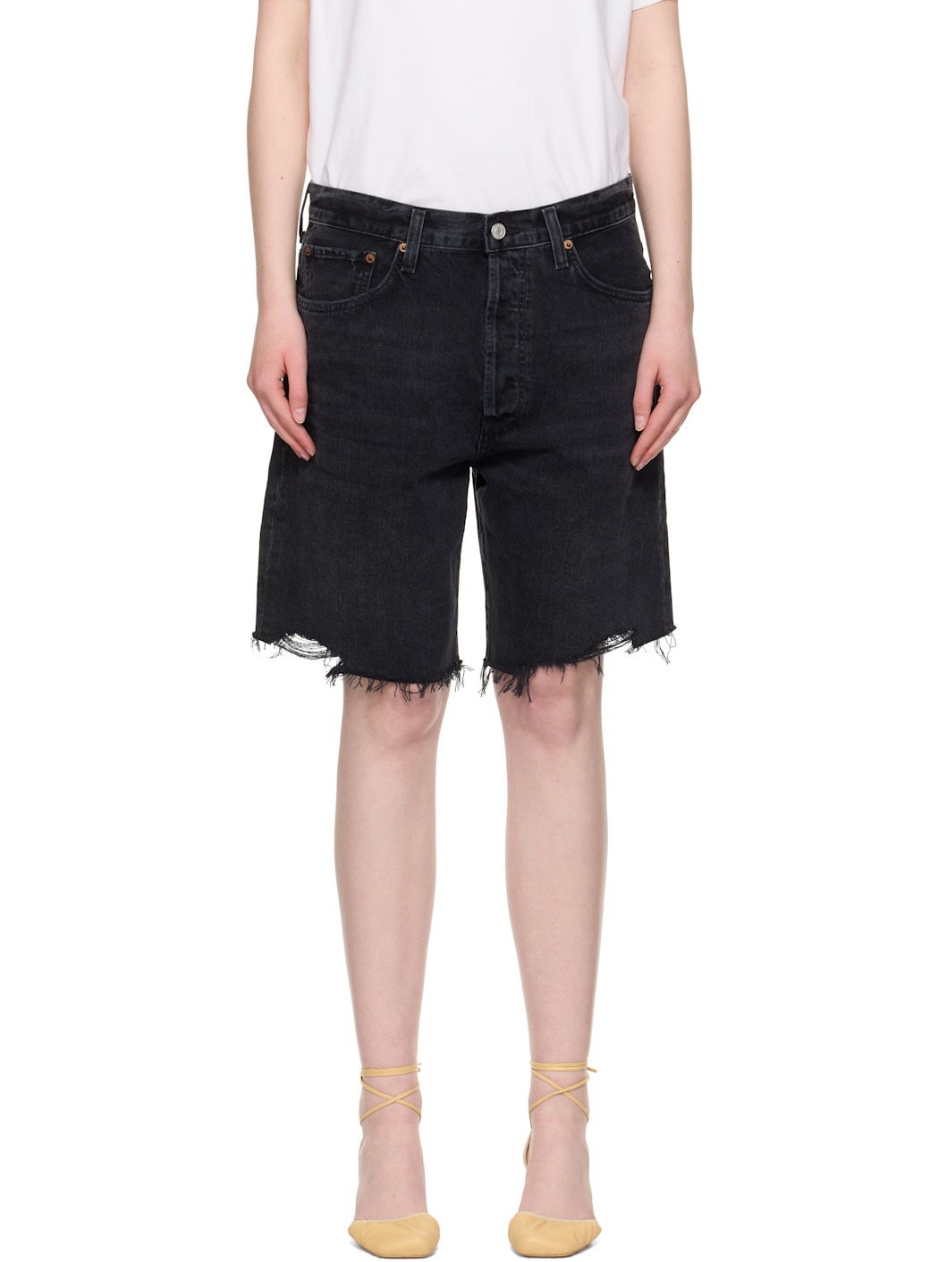 Black Indra Denim Shorts - 1