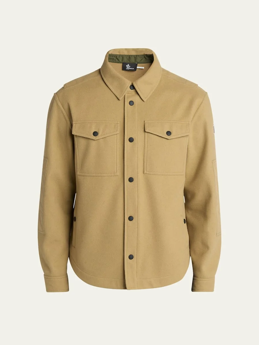 Brushed Jersey Snap-Front Overshirt - 1