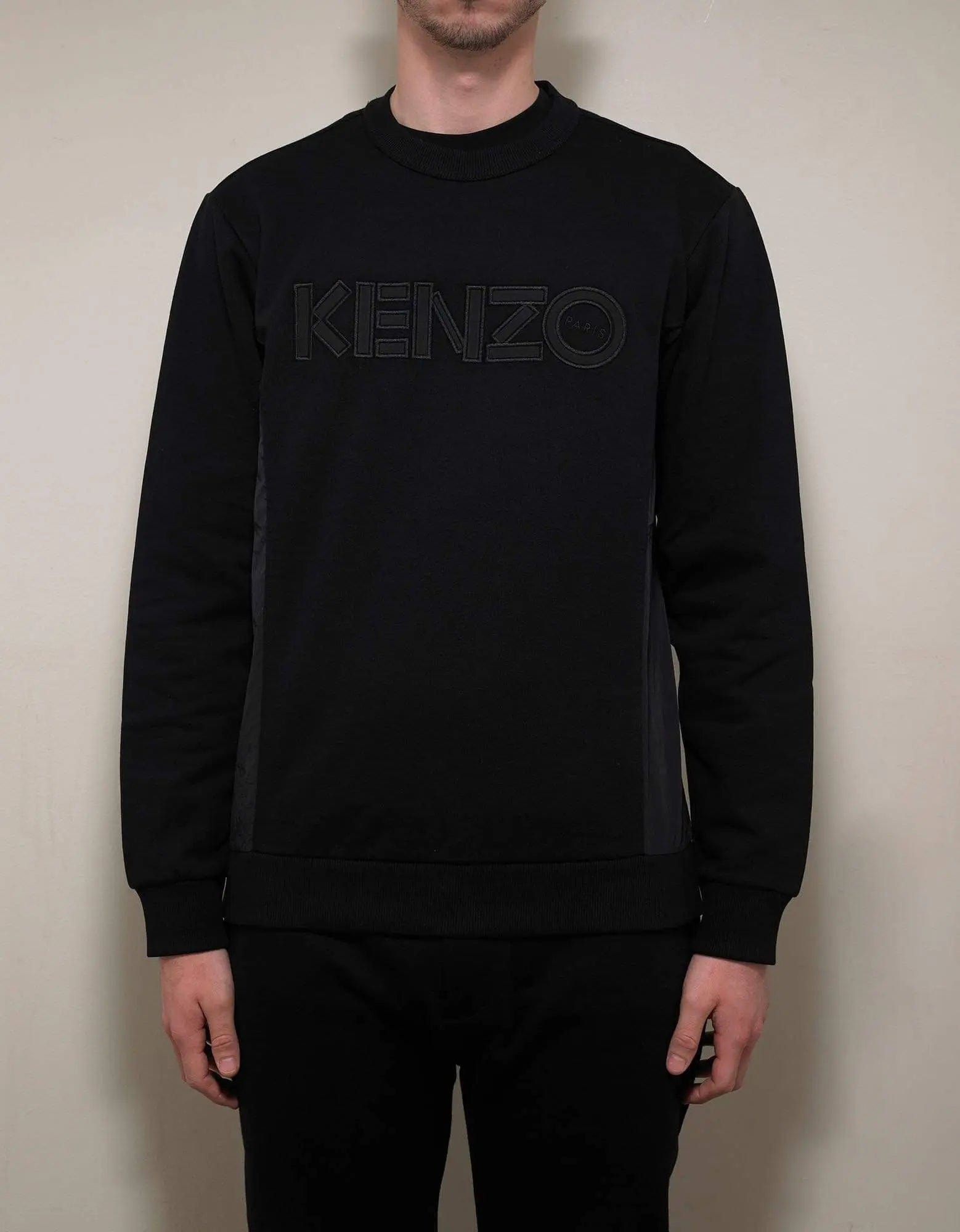 Kenzo Black Nylon Panel Logo Sweatshirt - 3