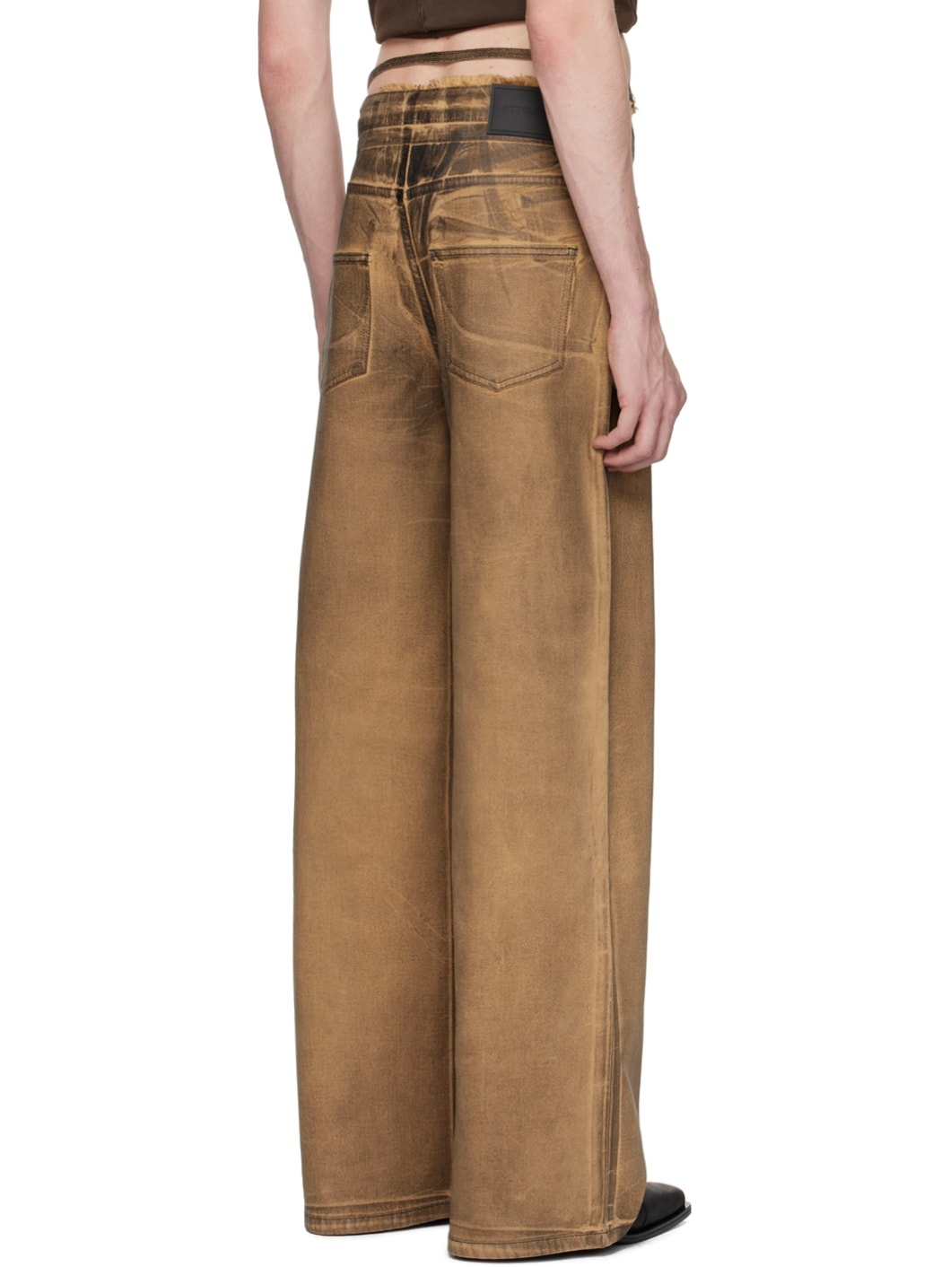 SSENSE Exclusive Brown Double Fold Jeans - 3