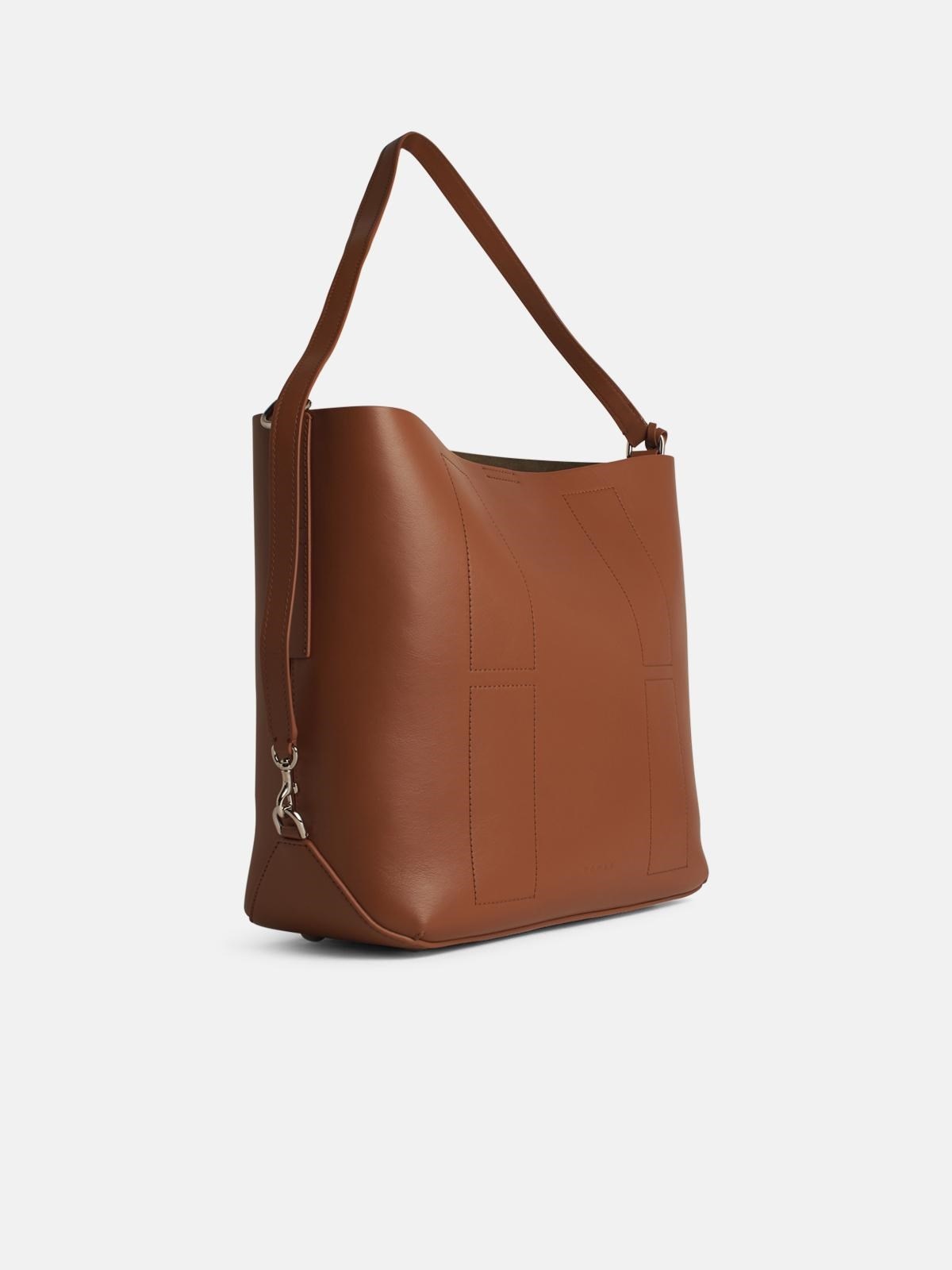 'H01' BROWN LEATHER CROSSBODY BAG - 2