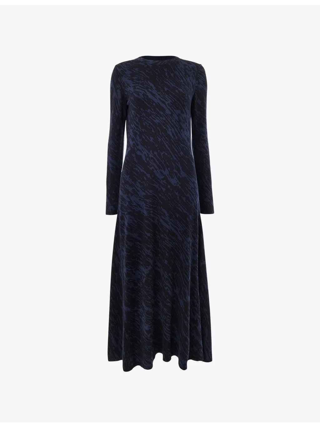 Abstract-Pattern Long-Sleeved Stretch-Mesh Midi Dress - 1