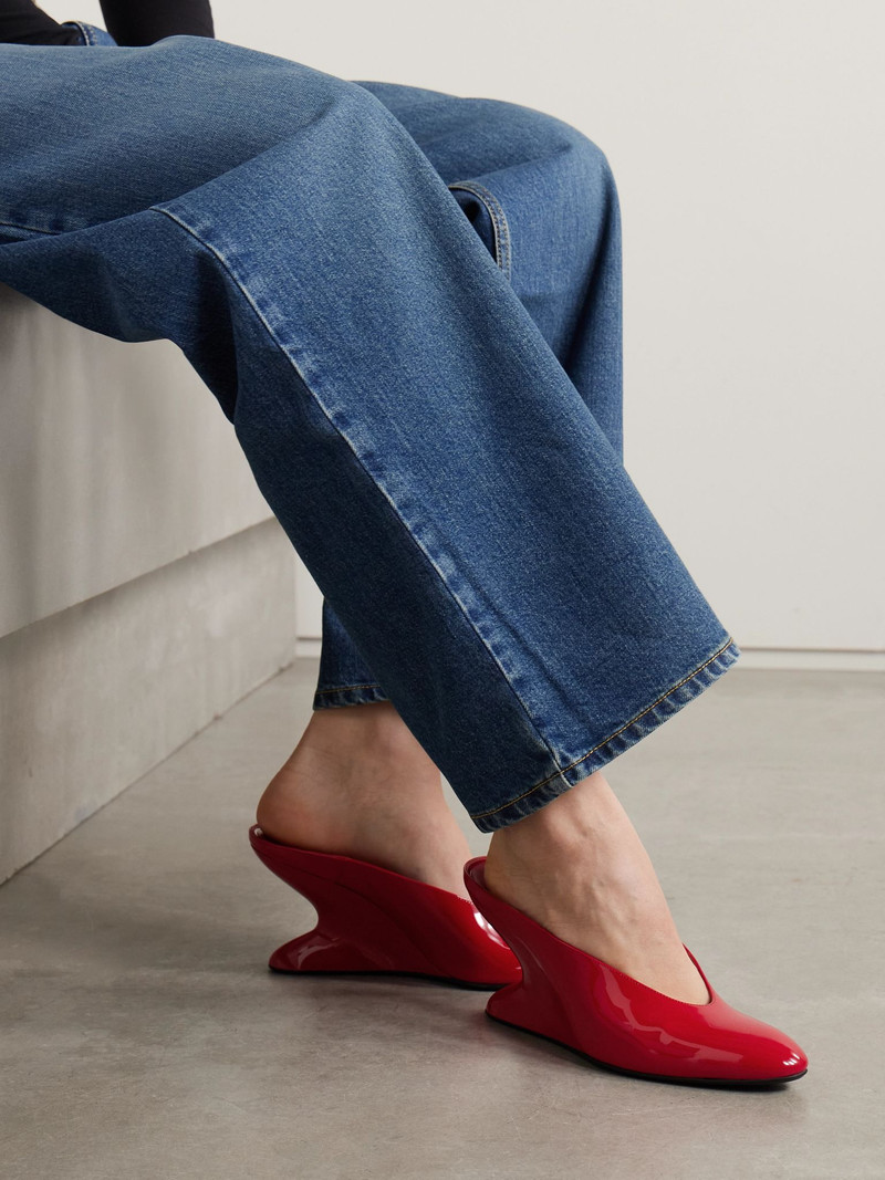 Alaïa Patent-leather wedge mules Red outlook