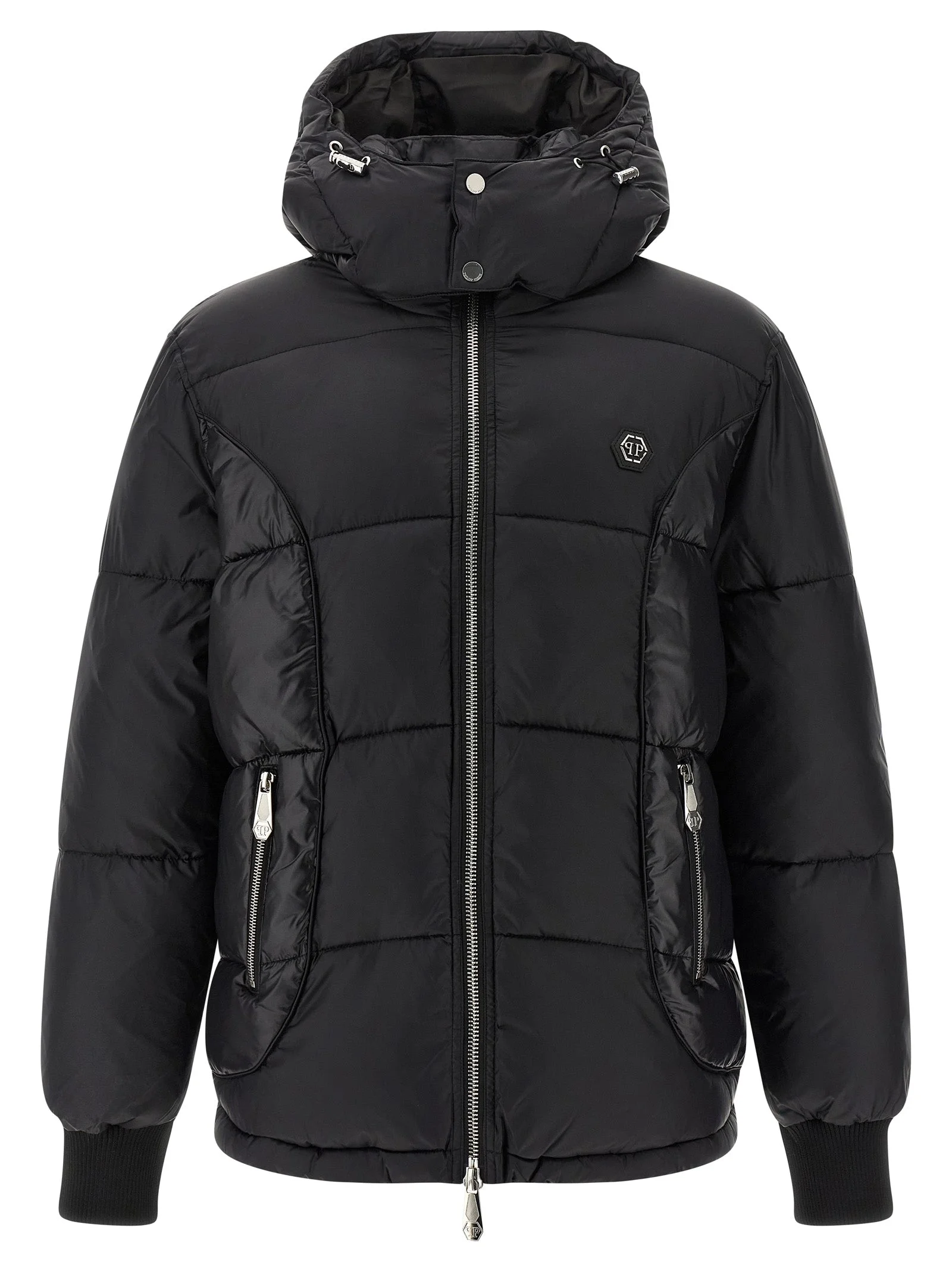 Logo Patch Down Jacket Puffer Jackets Black - 1