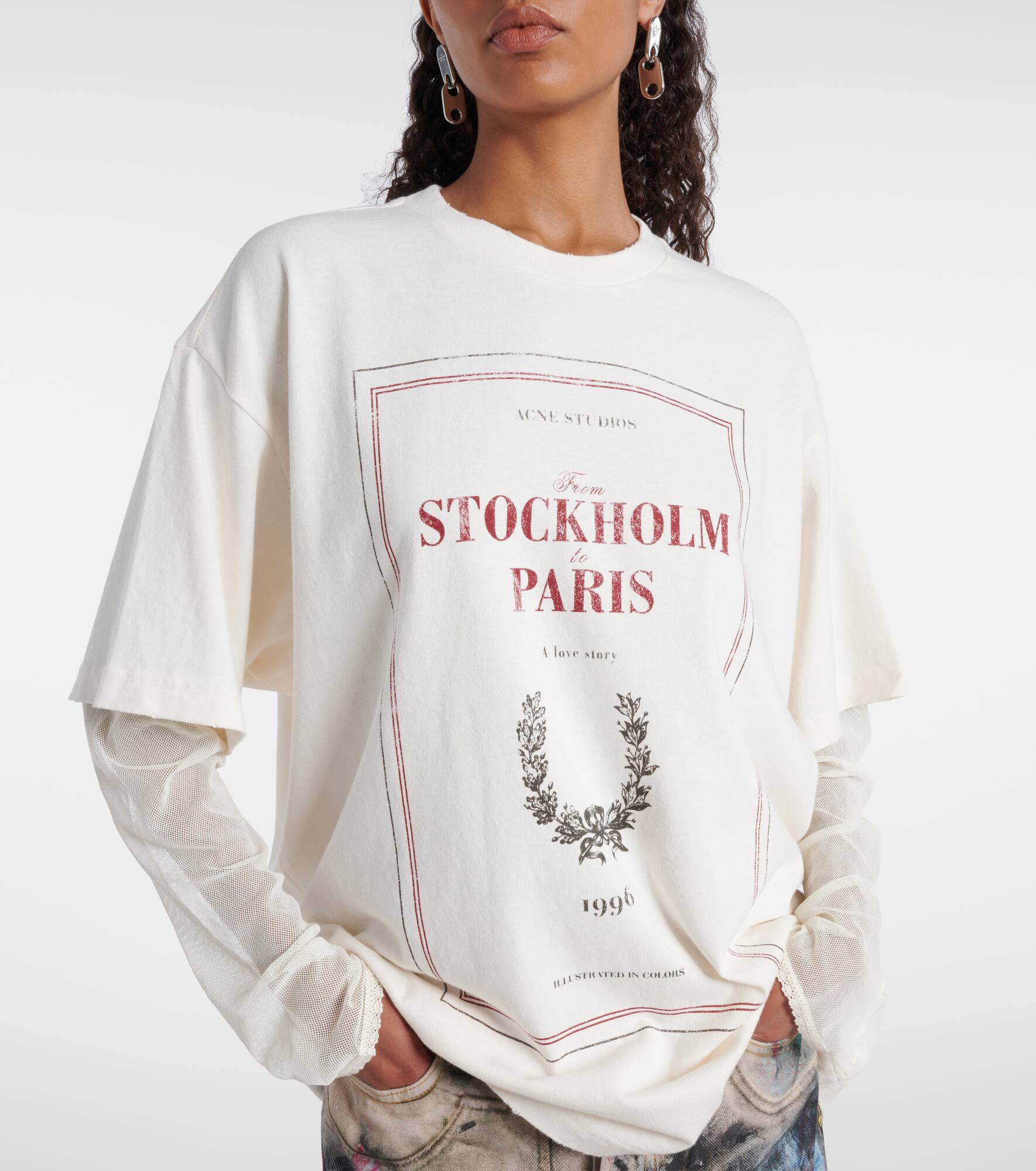 Layered printed cotton jersey T-shirt - 6