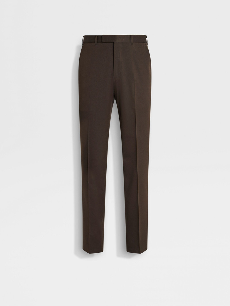 DARK BROWN CENTOVENTIMILA COTTON AND WOOL PANTS 1