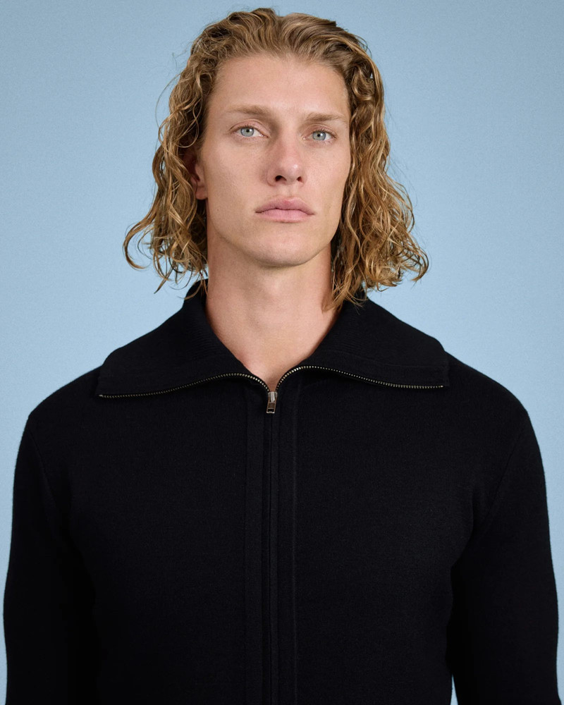 KNIT ZIP UP JACKET BLACK 4