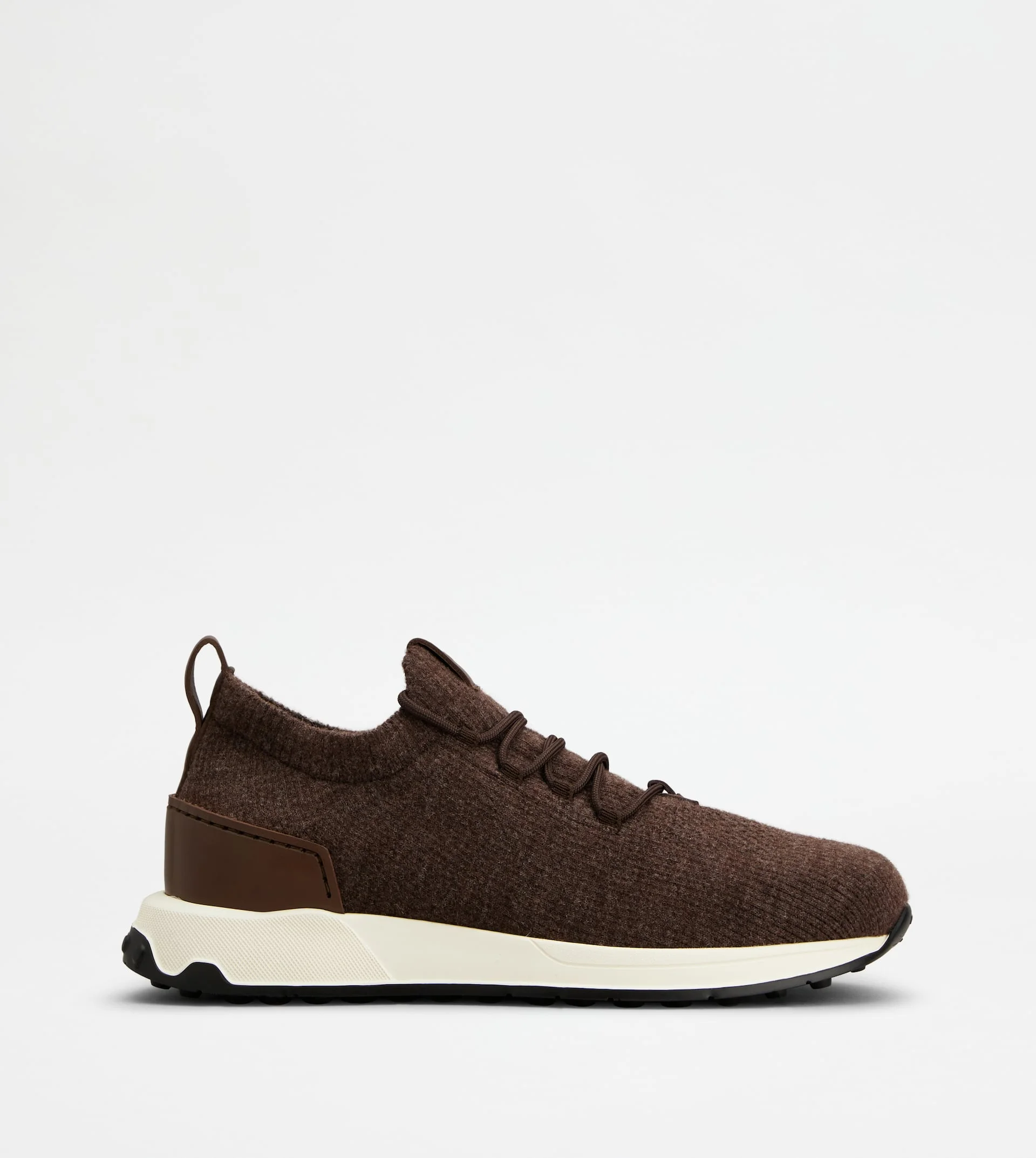 SOCK SNEAKERS IN FABRIC AND LEATHER - BROWN - 1
