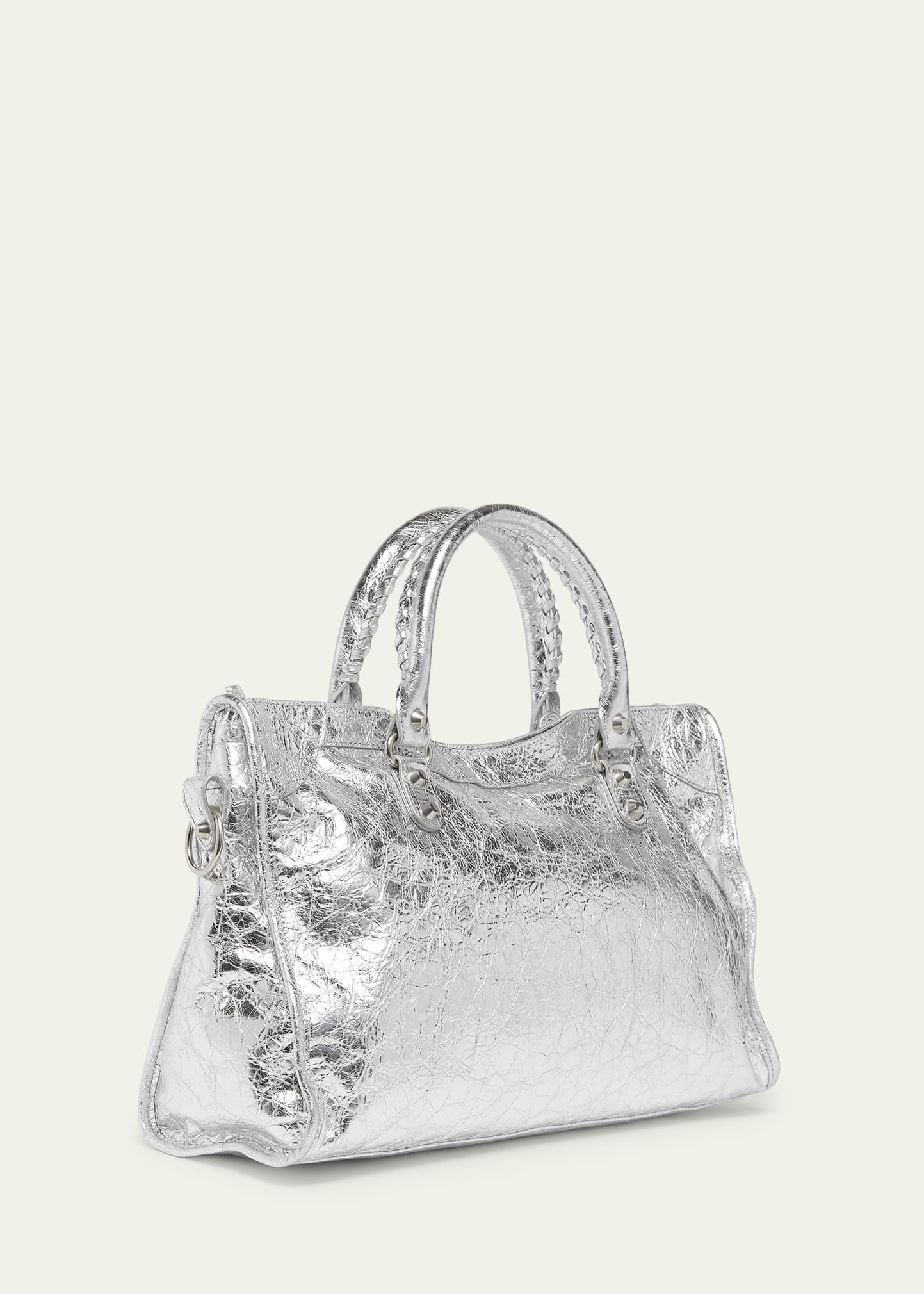 Le City Medium Metallic Leather Tote Bag - 3