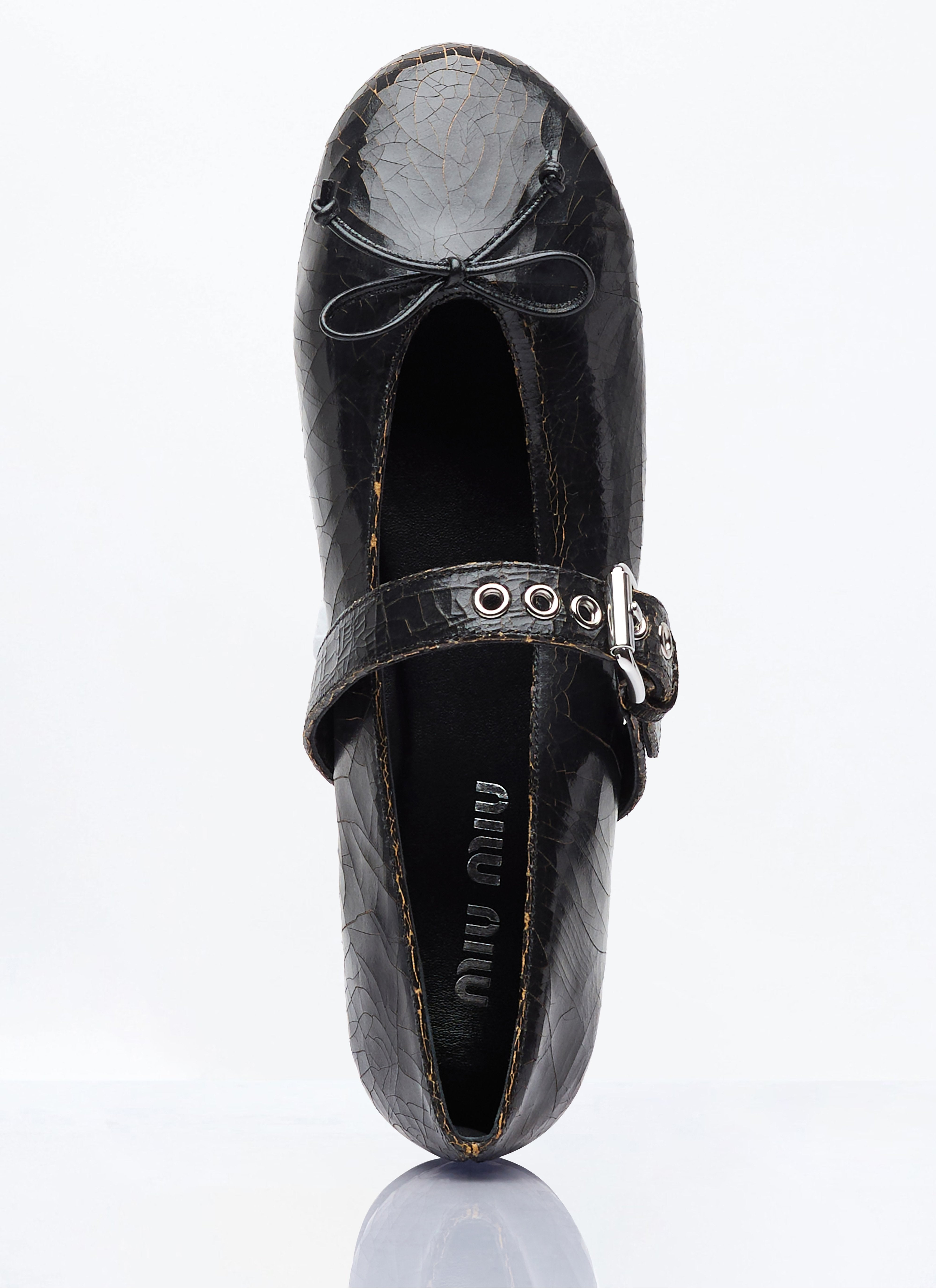 Miu Miu Women Crackled Leather Ballerina Shoes - 7