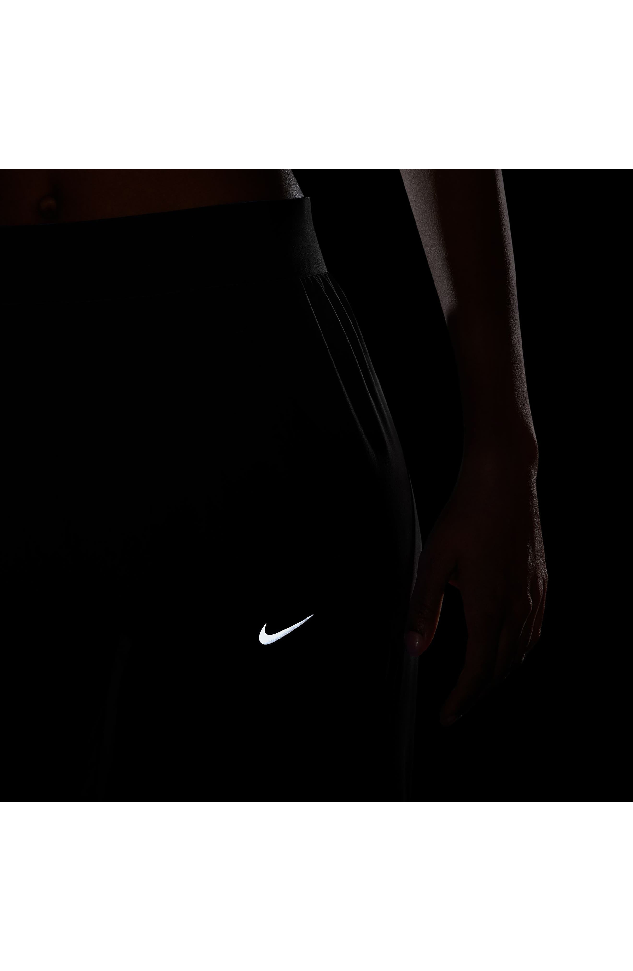 Nike Swift Dri-FIT Mid Rise Running Pants in Black/Reflective Silver at Nordstrom - 4
