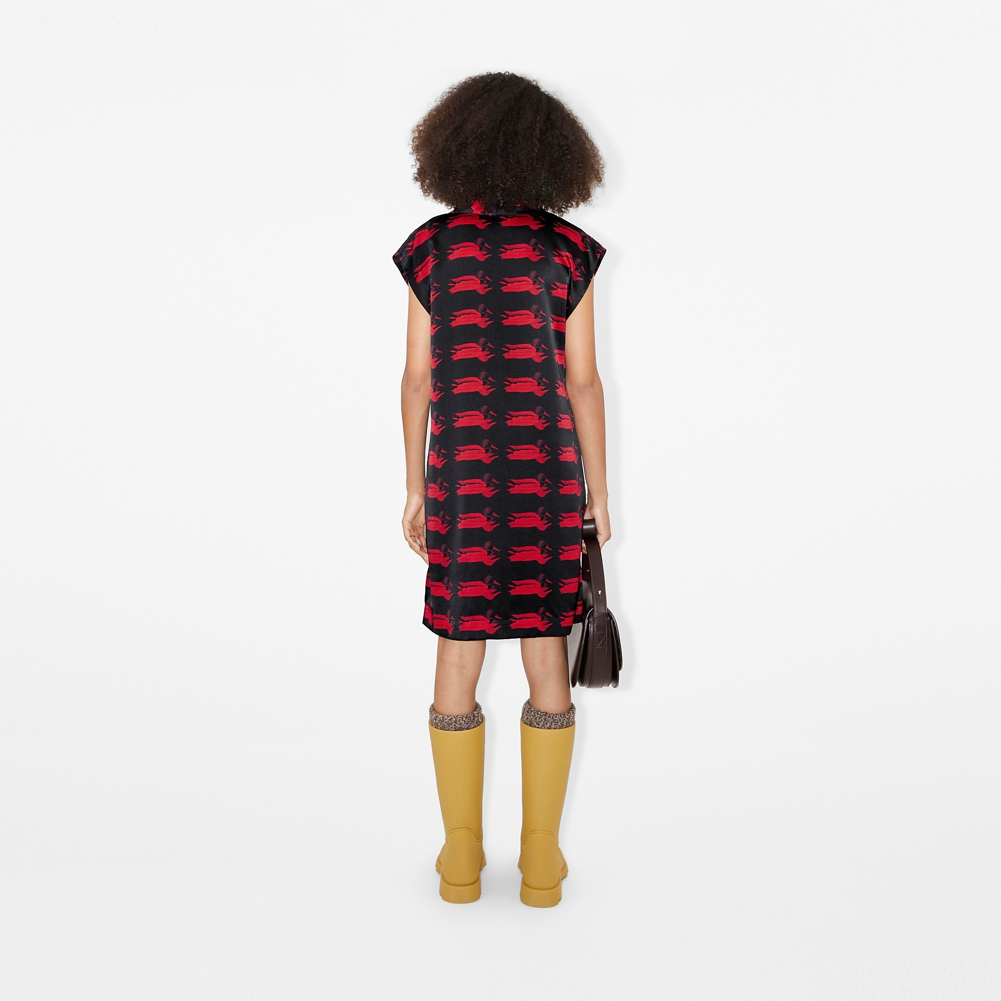 Duck Print Silk Dress - 4