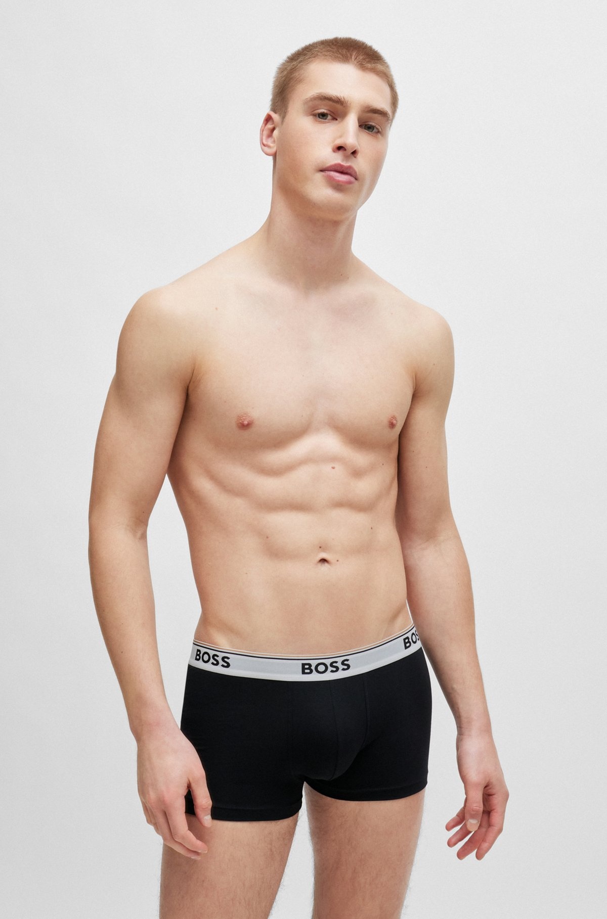 THREE-PACK OF STRETCH-COTTON TRUNKS WITH LOGO WAISTBANDS - 7
