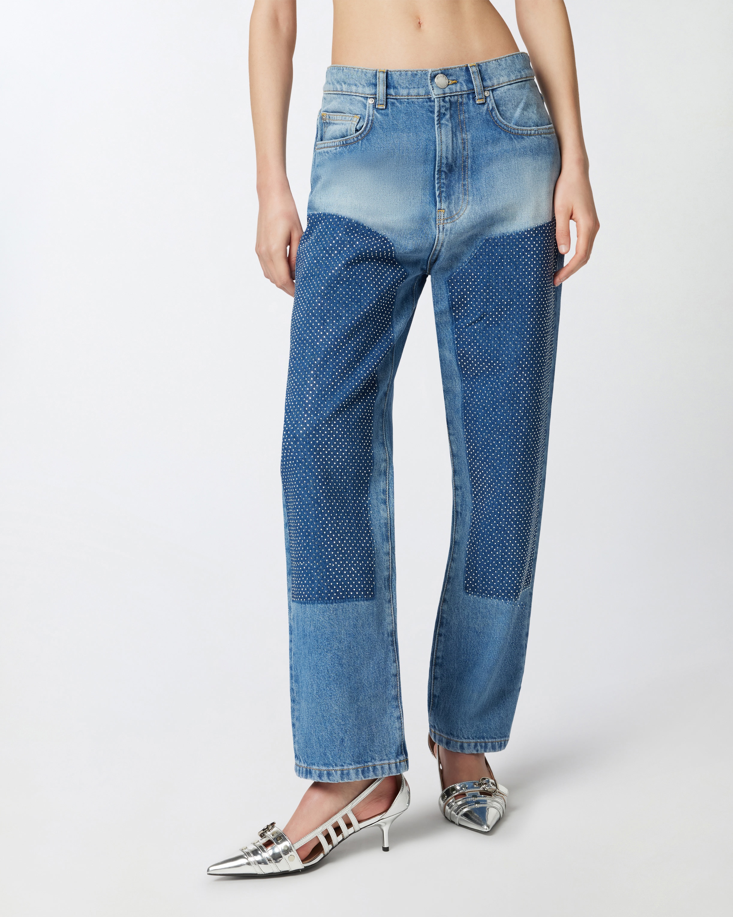STRAIGHT JEANS WITH RHINESTONE MINI STUDS - 3
