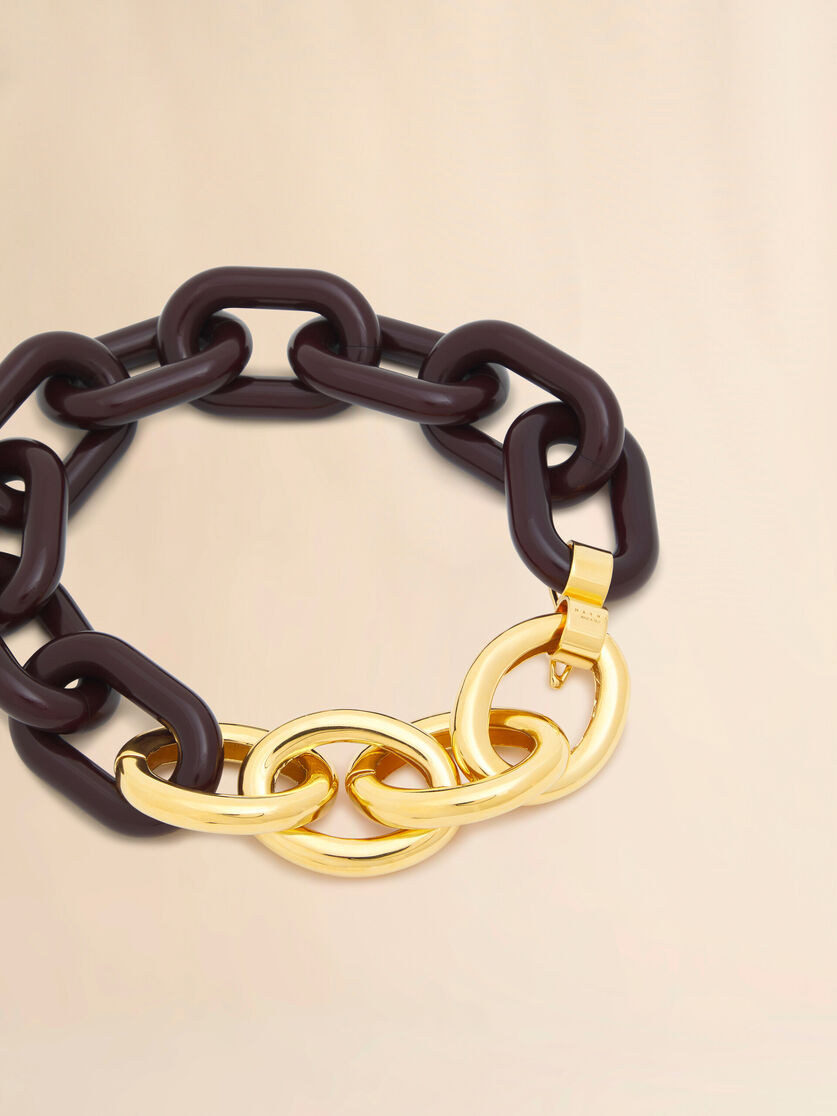 BROWN RESIN CHAIN NECKLACE - 4