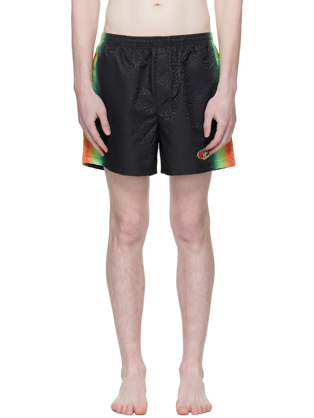Black Monogram Swim Shorts - 1