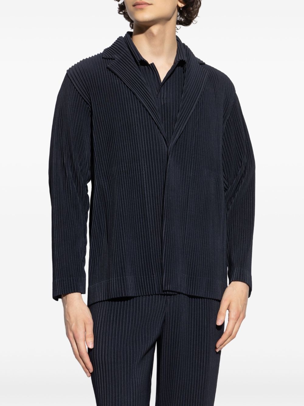 pleated single-breasted blazer - 3