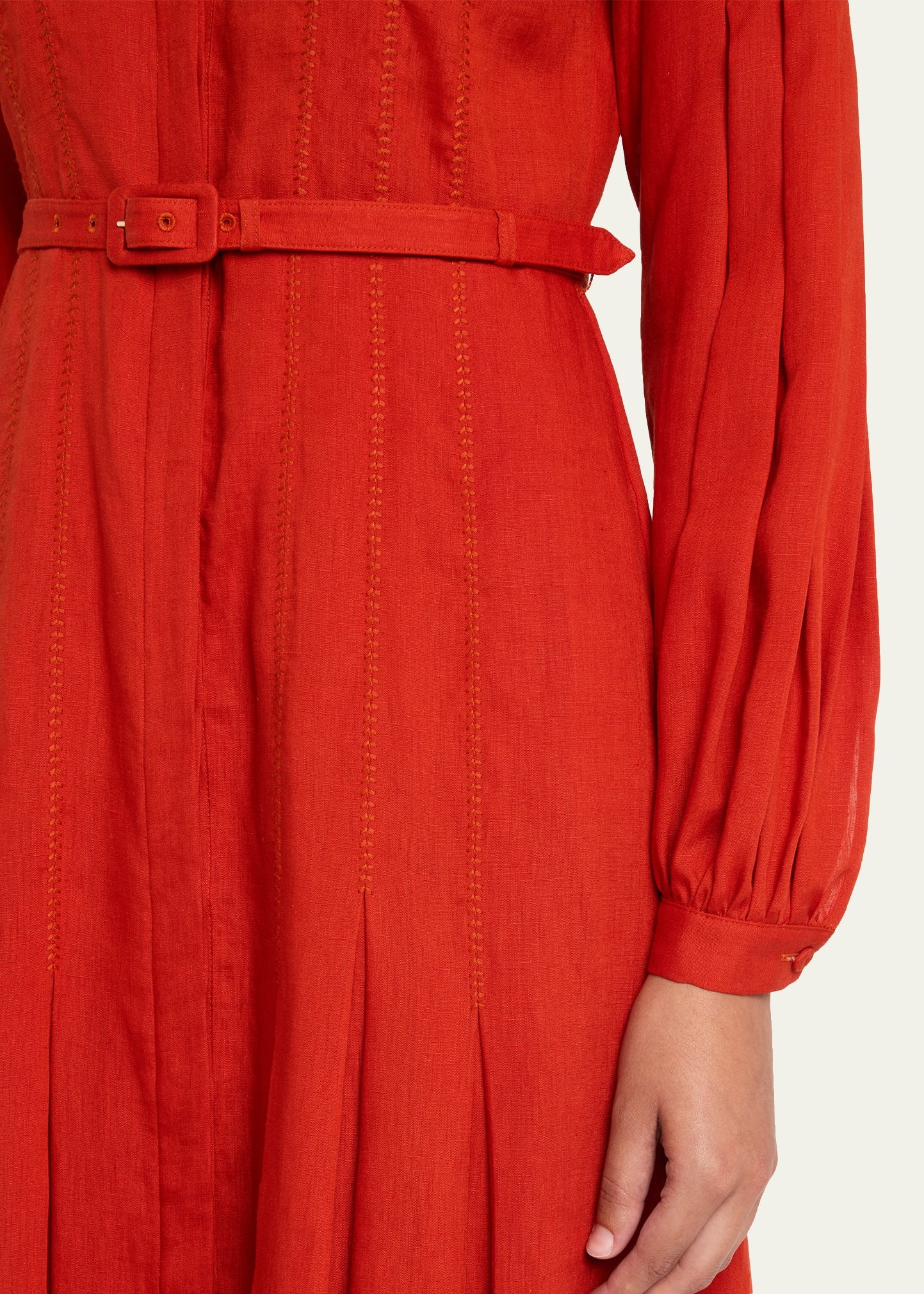 Aleka Long-Sleeve Linen Shirtdress - 5