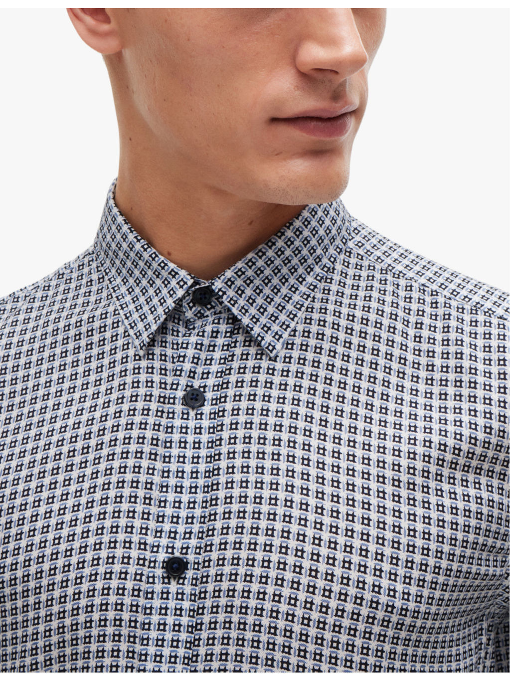 Regular-fit geometric-print chambray shirt - 5