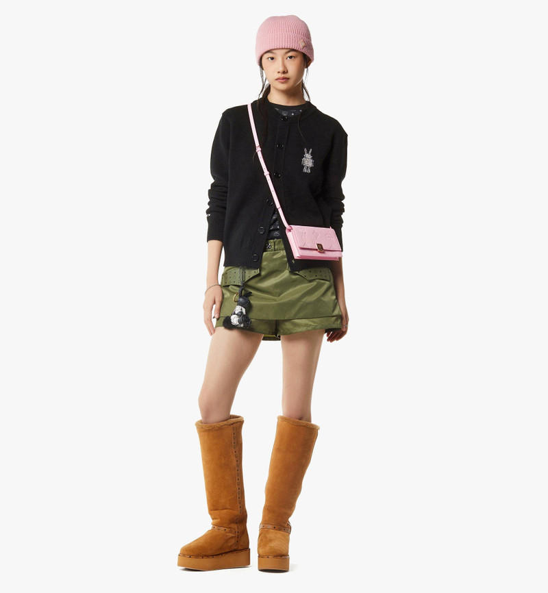 MCM Aren Chain Wallet in Embossed Monogram Leather outlook