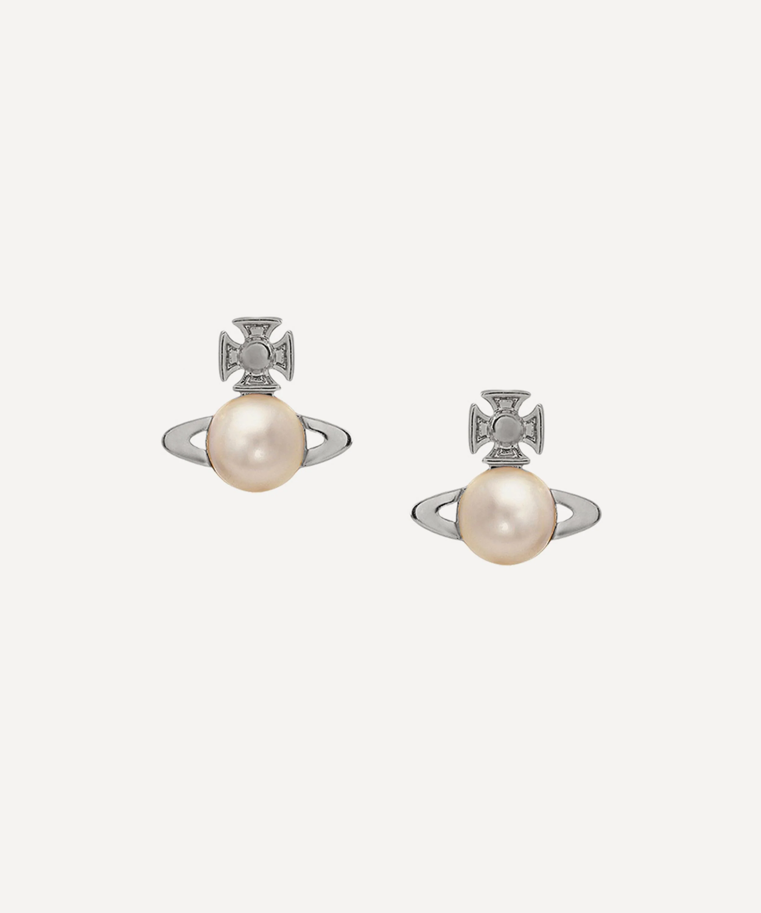 Platinum-Tone Balbina Pearl Stud Earrings - 1