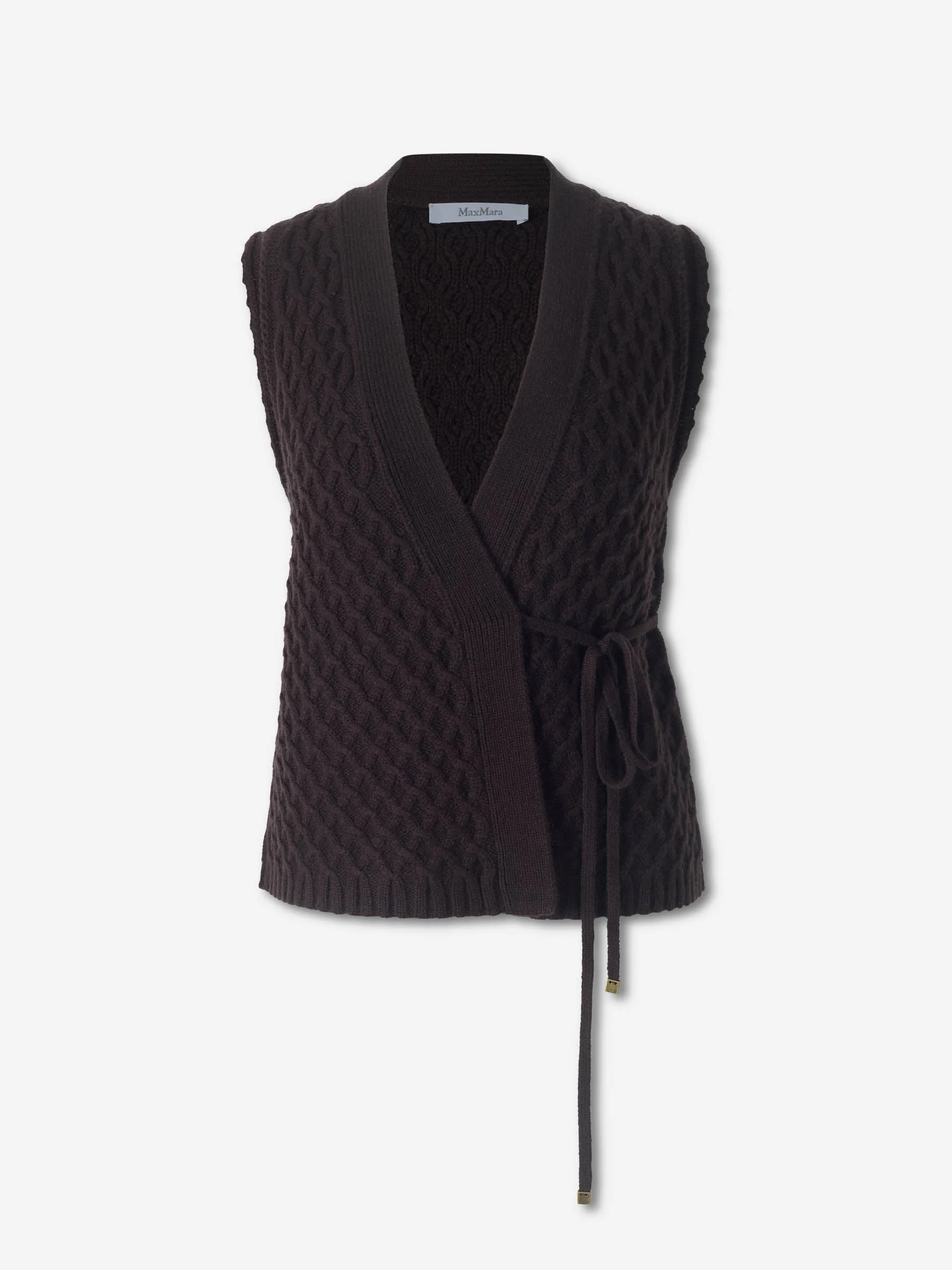 CASHMERE WOOL CARDIGAN VEST - 1