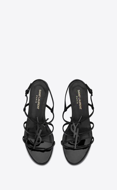 SAINT LAURENT cassandra open sandals with black monogram in patent leather outlook