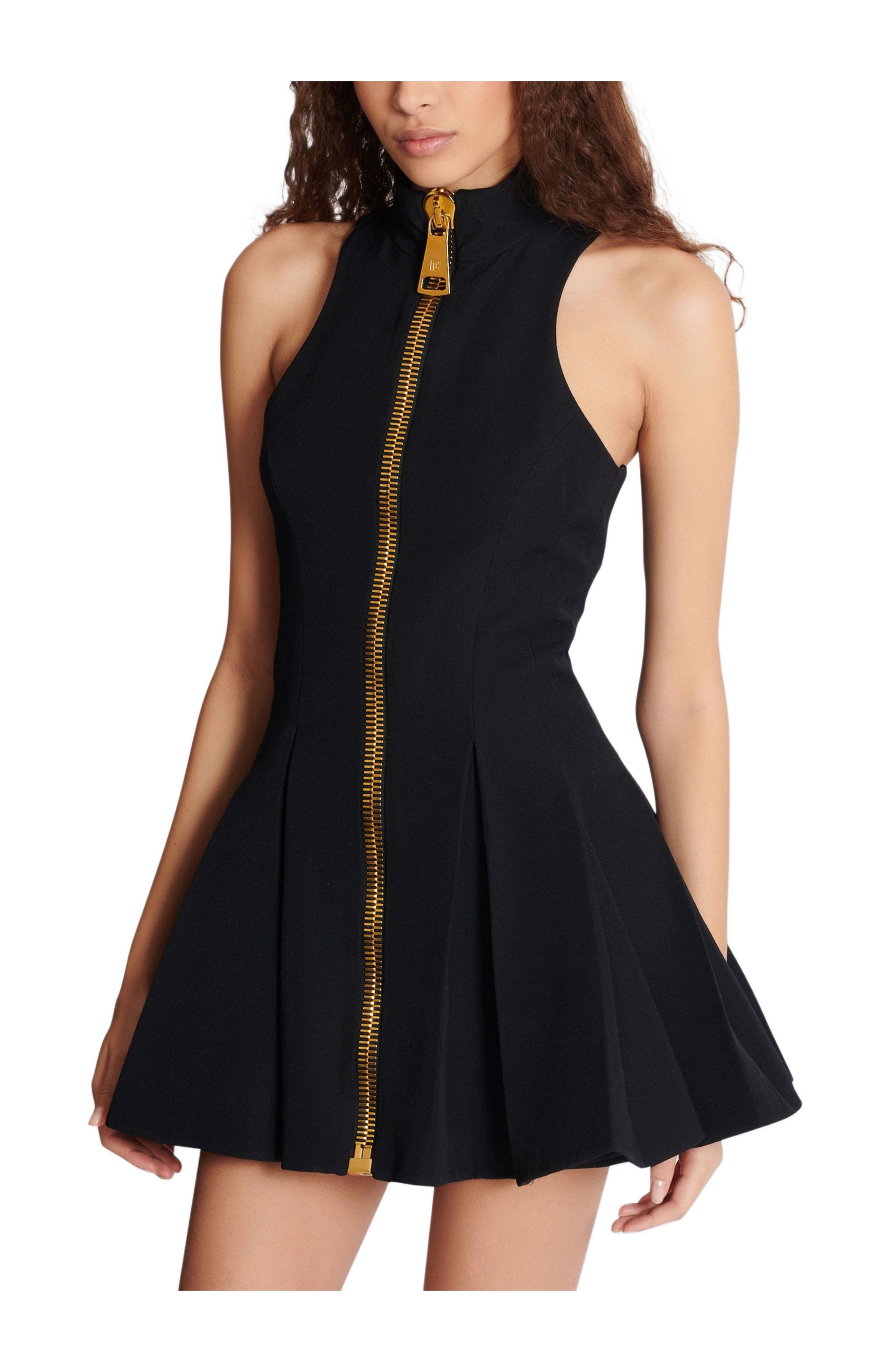 Balmain Short halterneck dress in grain de poudre wool in Black at Nordstrom - 6