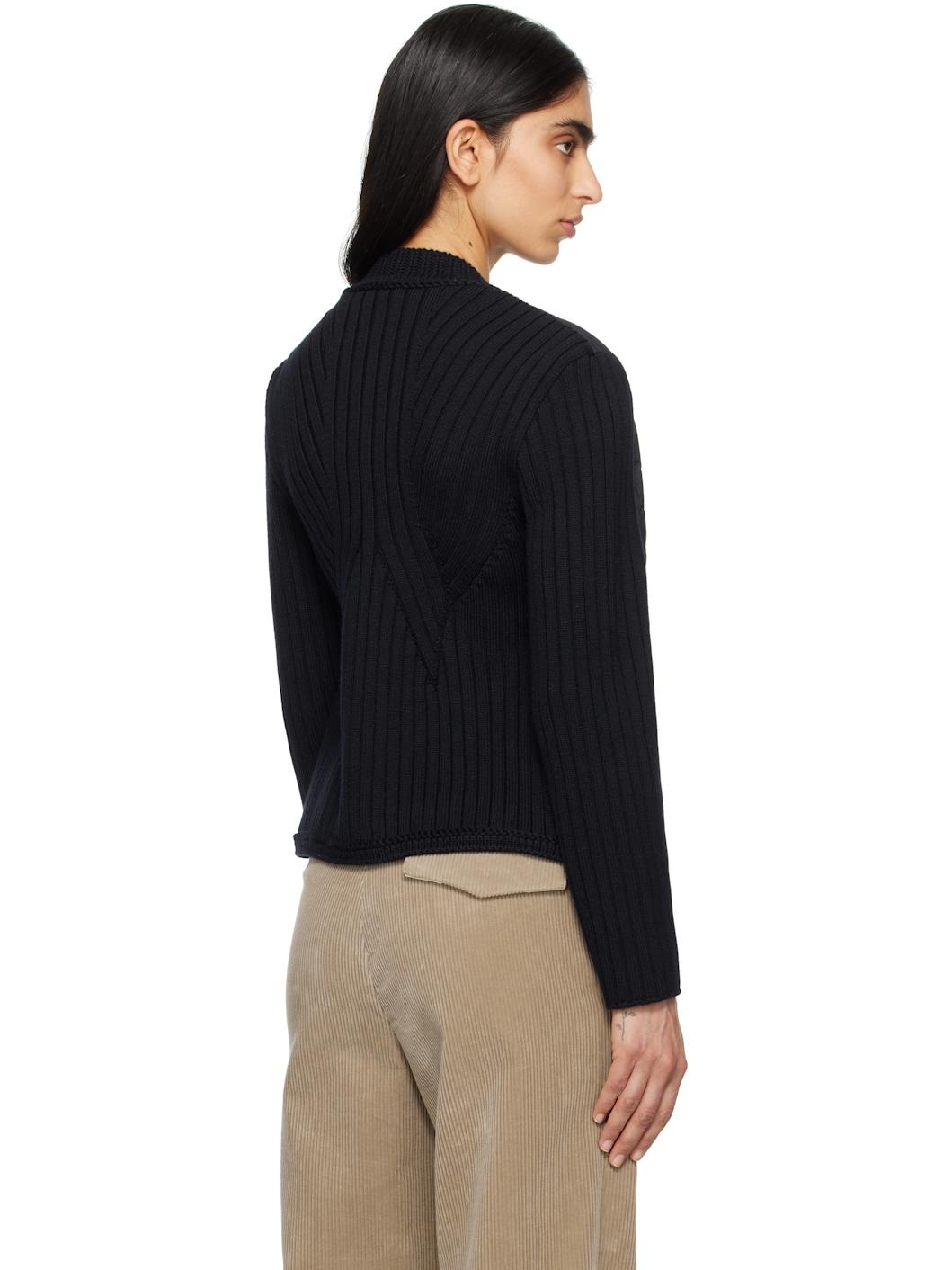 Navy Padded Wool Down Cardigan - 3