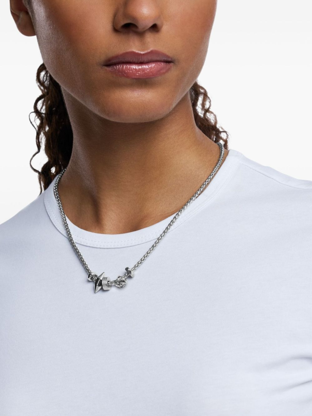 rose-shaped steel necklace - 4