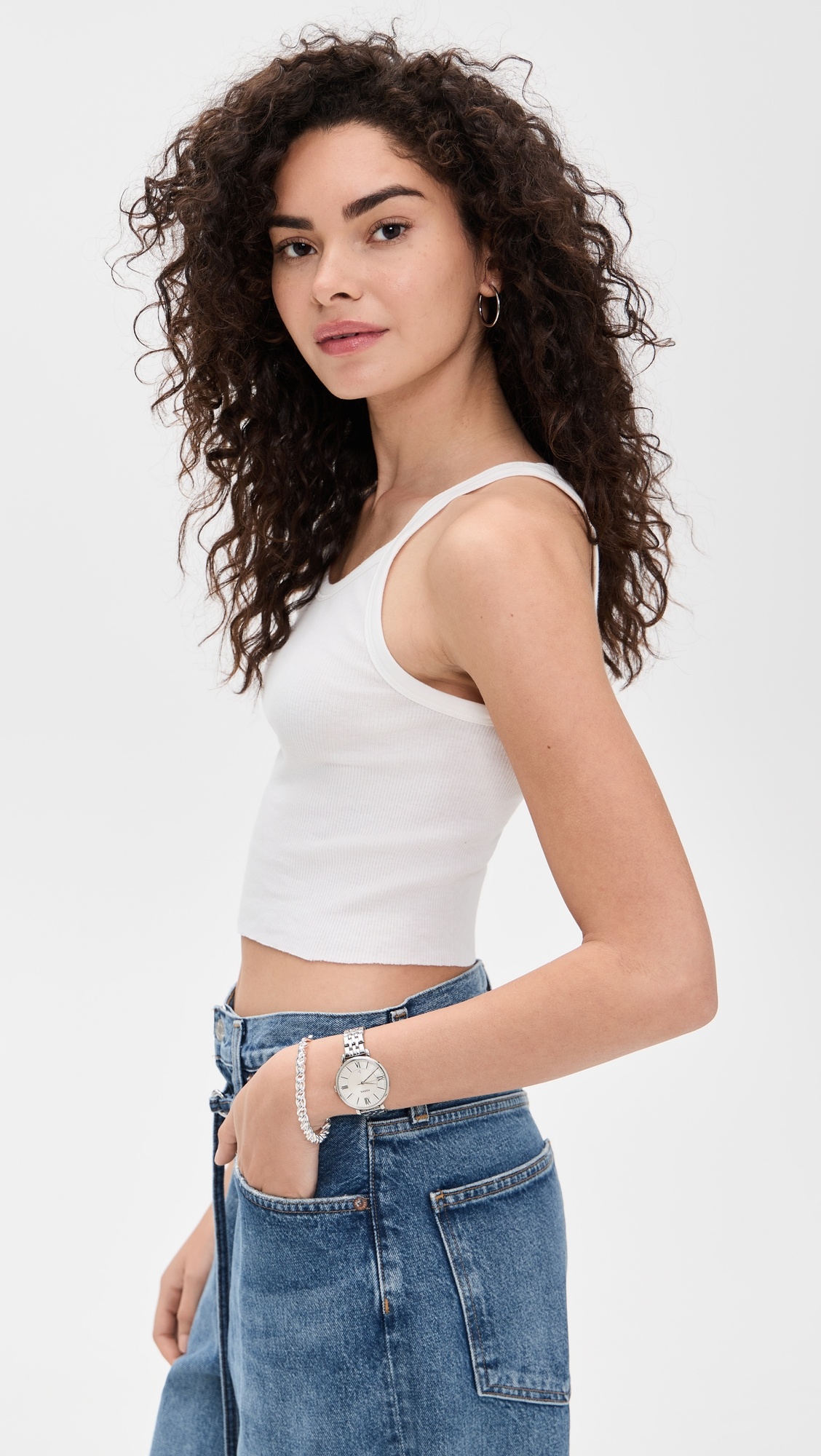 Cropped Rib Tank Ivory - 3