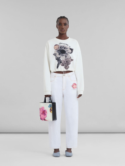 Marni MUSEO MINI BAG IN WHITE LEATHER WITH FLOWER PRINTS outlook