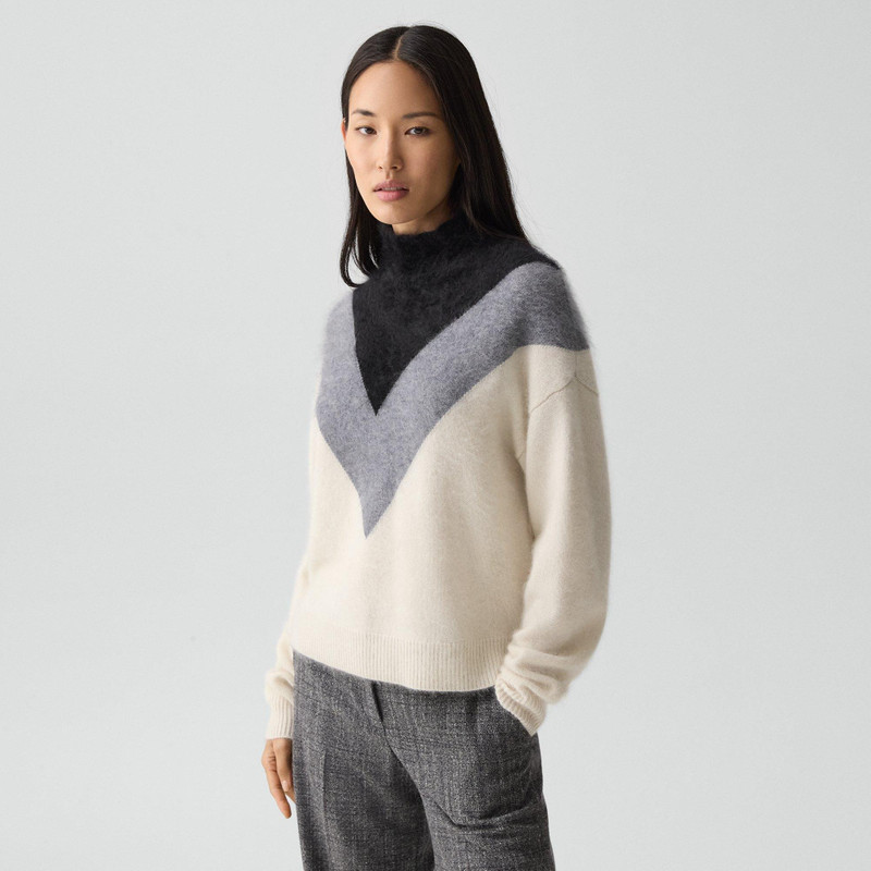 Chevron Turtleneck Sweater in Airy Cashmere 3