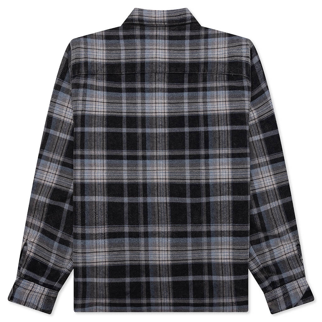 HEAVY WASHED PLAID SHIRT - BLUE - 2