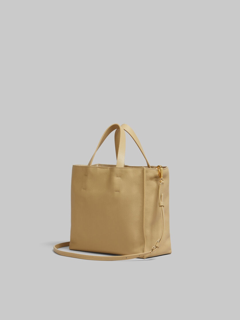 BEIGE LEATHER MUSEO SOFT TOTE BAG WITH MARNI MENDING - 3