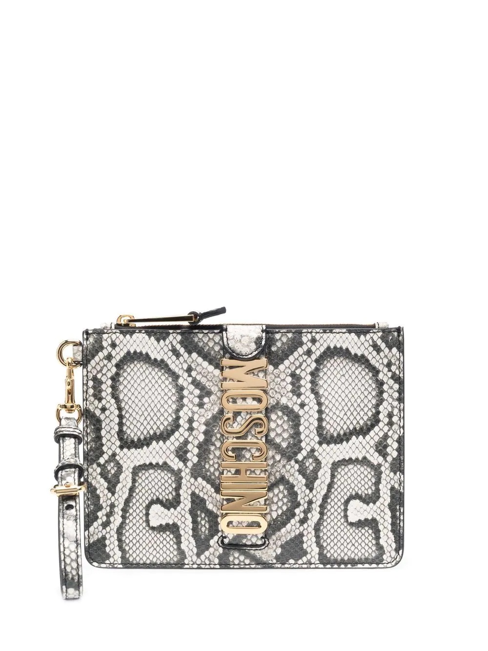 snakeskin-effect clutch bag - 1