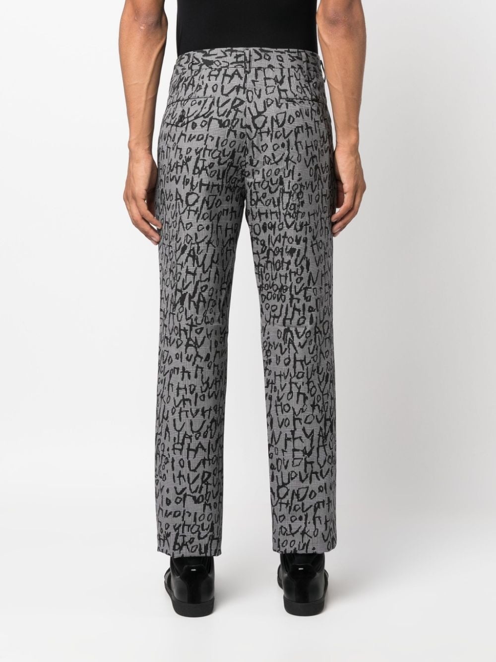 plaid-check jacquard straight-leg trousers - 4