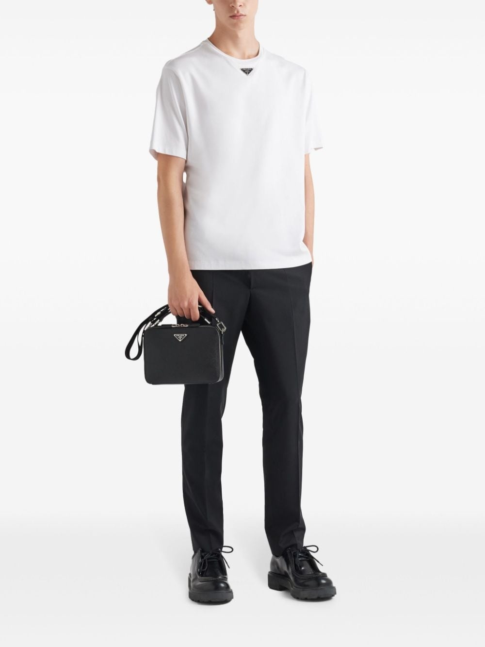 triangle-logo cotton T-shirt - 2