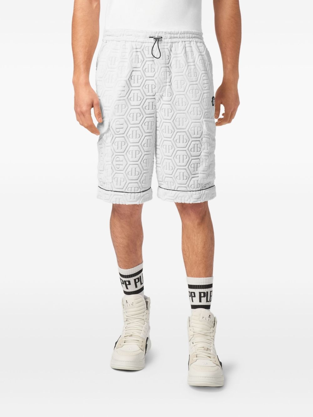 monogram-pattern track shorts - 2