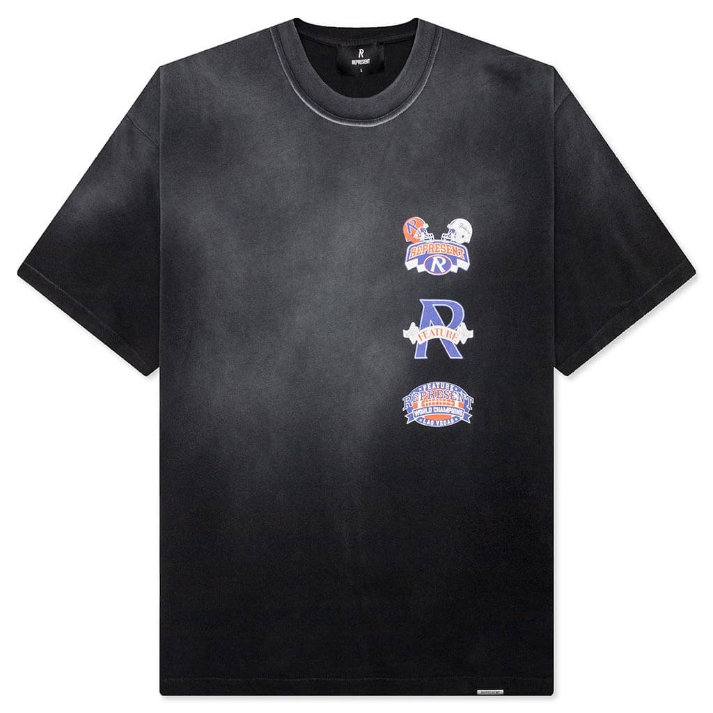 FEATURE X REPRESENT MULTI LOGO T-SHIRT - STAINED BLACK - 1